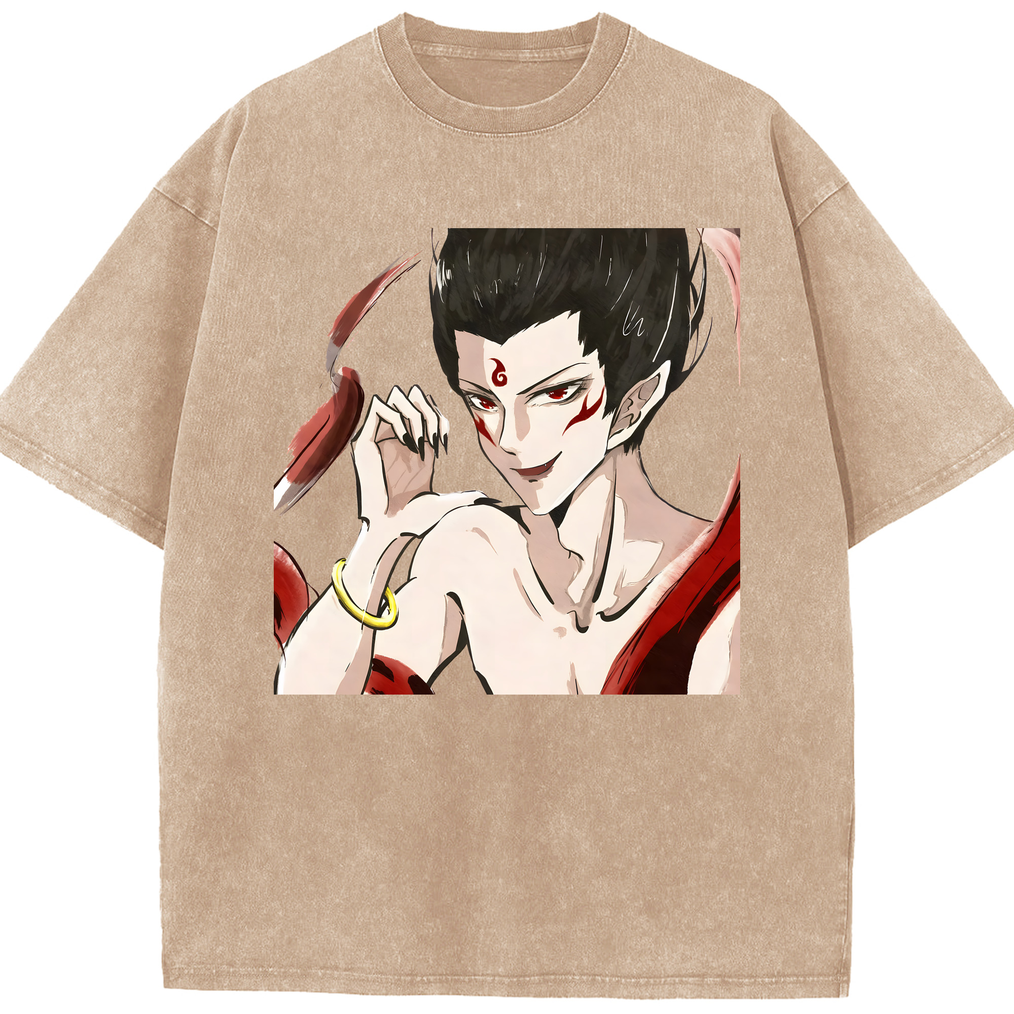 （画像用） Ne Zha 2 ナタ 魔童の大暴れ 綿100% ヴィンテージ風 半袖Tシャツ（フロントプリント）