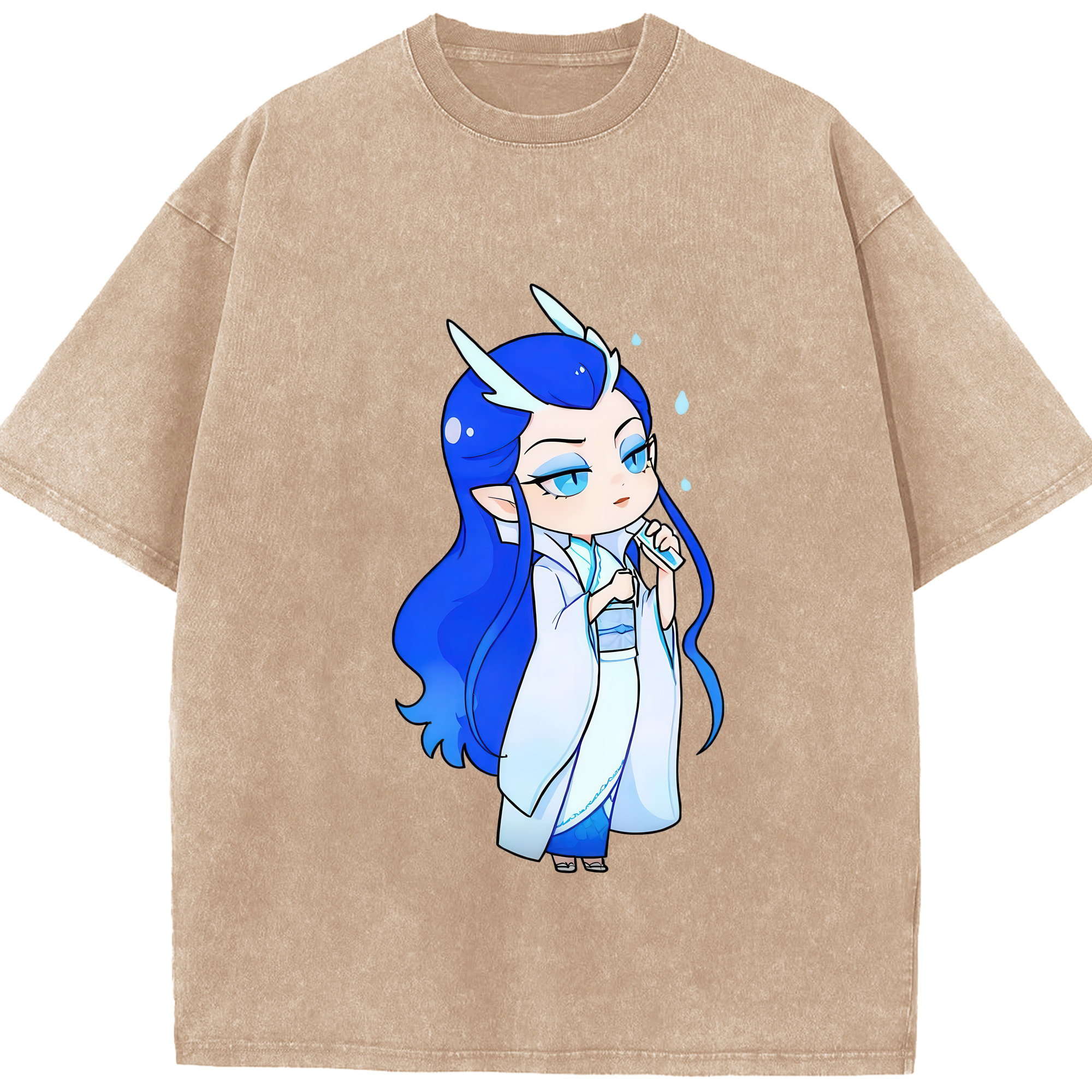 （画像用） Ne Zha 2 ナタ 魔童の大暴れ 綿100% ヴィンテージ風 半袖Tシャツ（フロントプリント）
