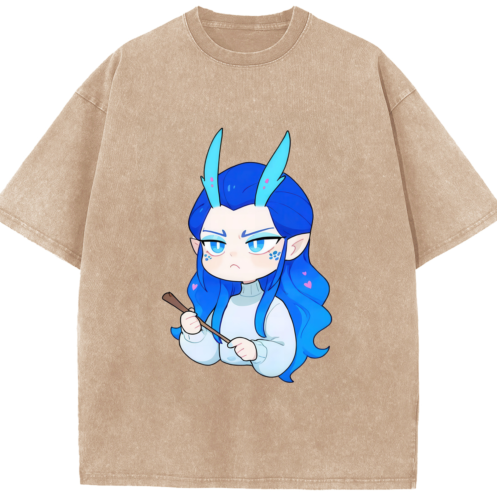 （画像用） Ne Zha 2 ナタ 魔童の大暴れ 綿100% ヴィンテージ風 半袖Tシャツ（フロントプリント）