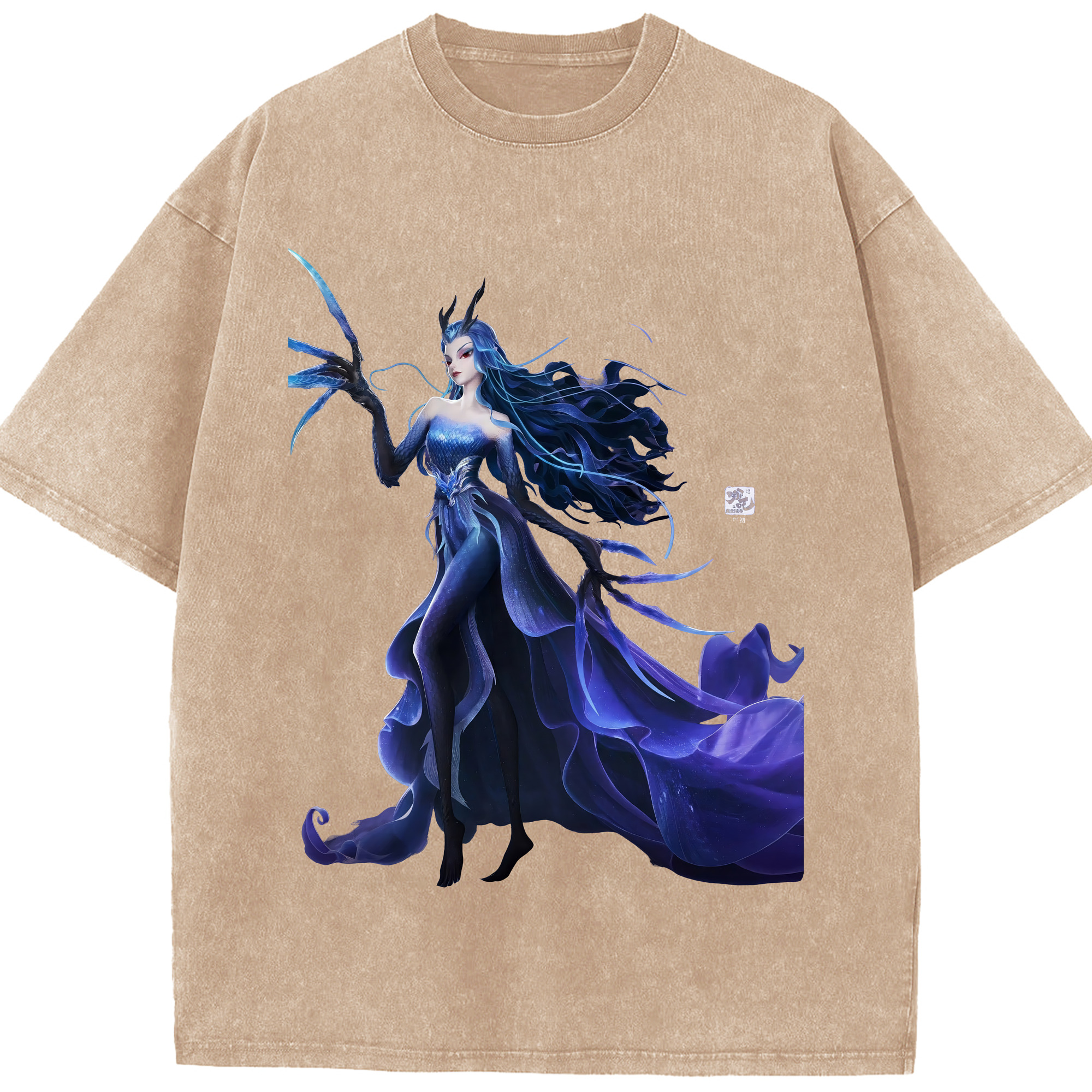 （画像用） Ne Zha 2 ナタ 魔童の大暴れ 綿100% ヴィンテージ風 半袖Tシャツ（フロントプリント）