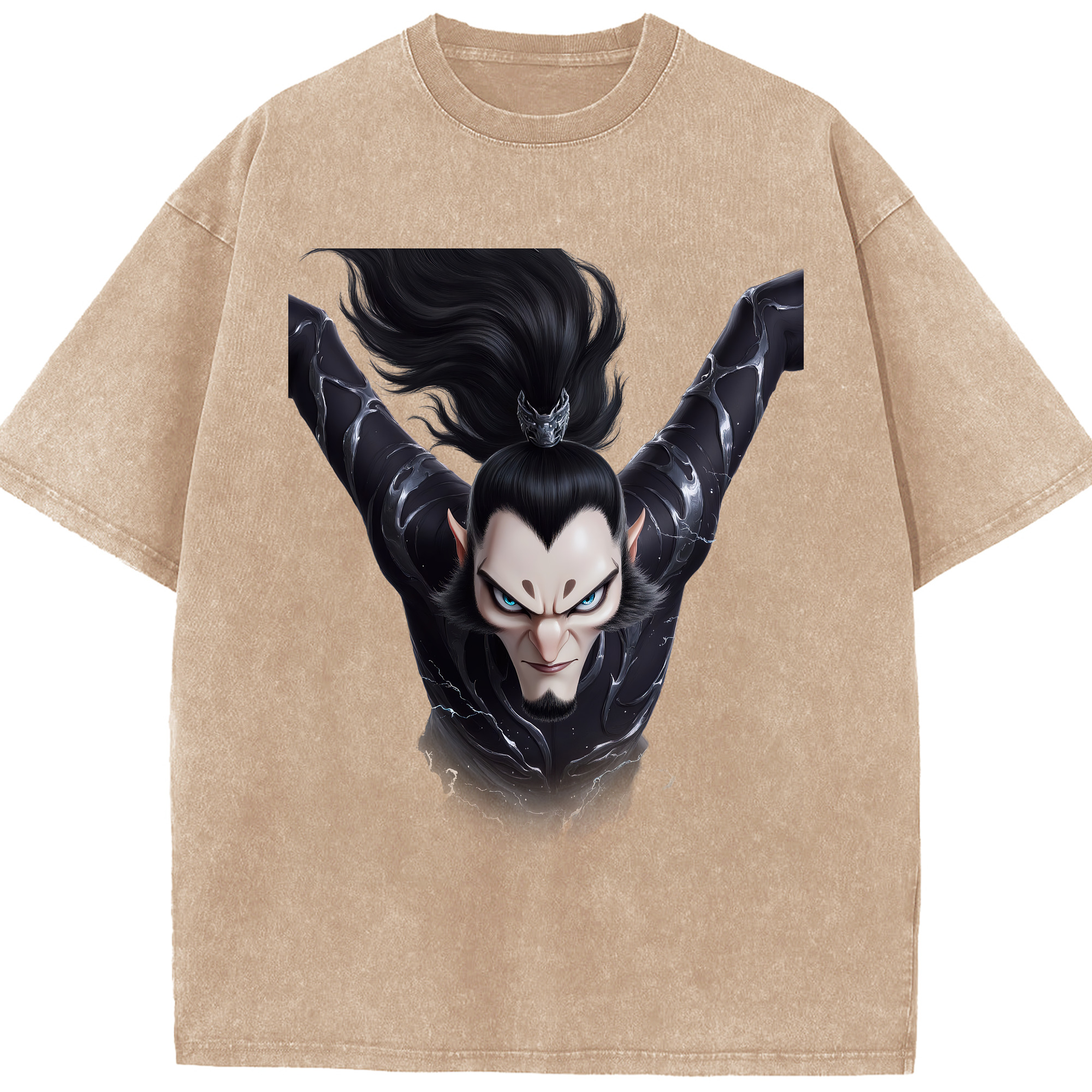 （画像用） Ne Zha 2 ナタ 魔童の大暴れ 綿100% ヴィンテージ風 半袖Tシャツ（フロントプリント）