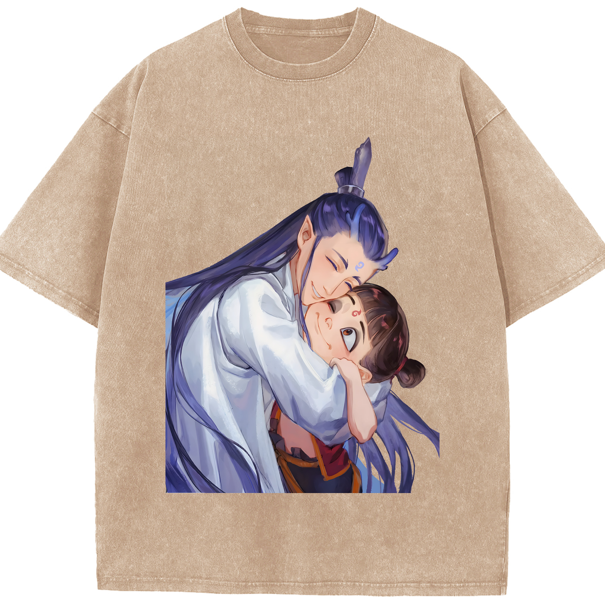（画像用） Ne Zha 2 ナタ 魔童の大暴れ 綿100% ヴィンテージ風 半袖Tシャツ（フロントプリント）