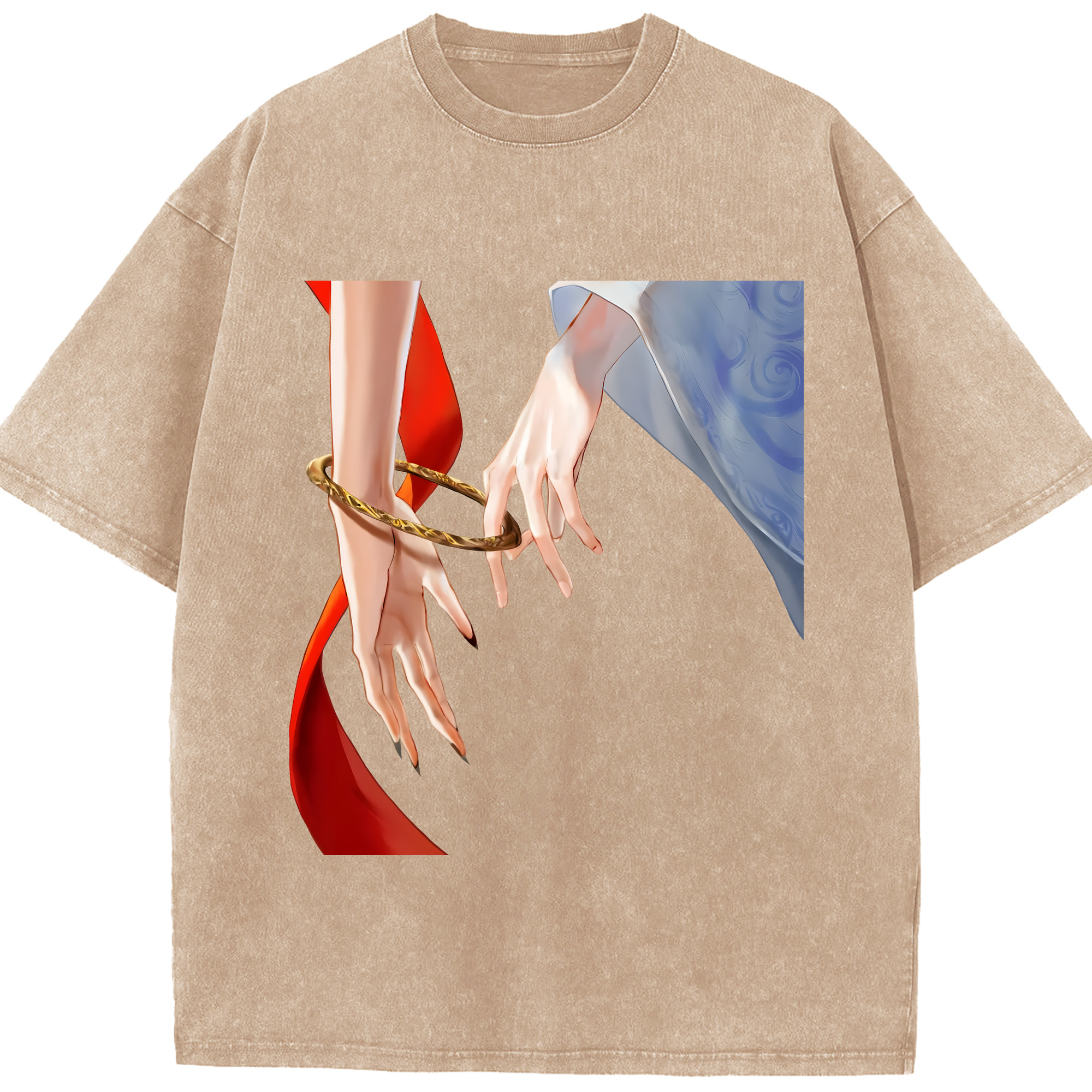 （画像用） Ne Zha 2 ナタ 魔童の大暴れ 綿100% ヴィンテージ風 半袖Tシャツ（フロントプリント）