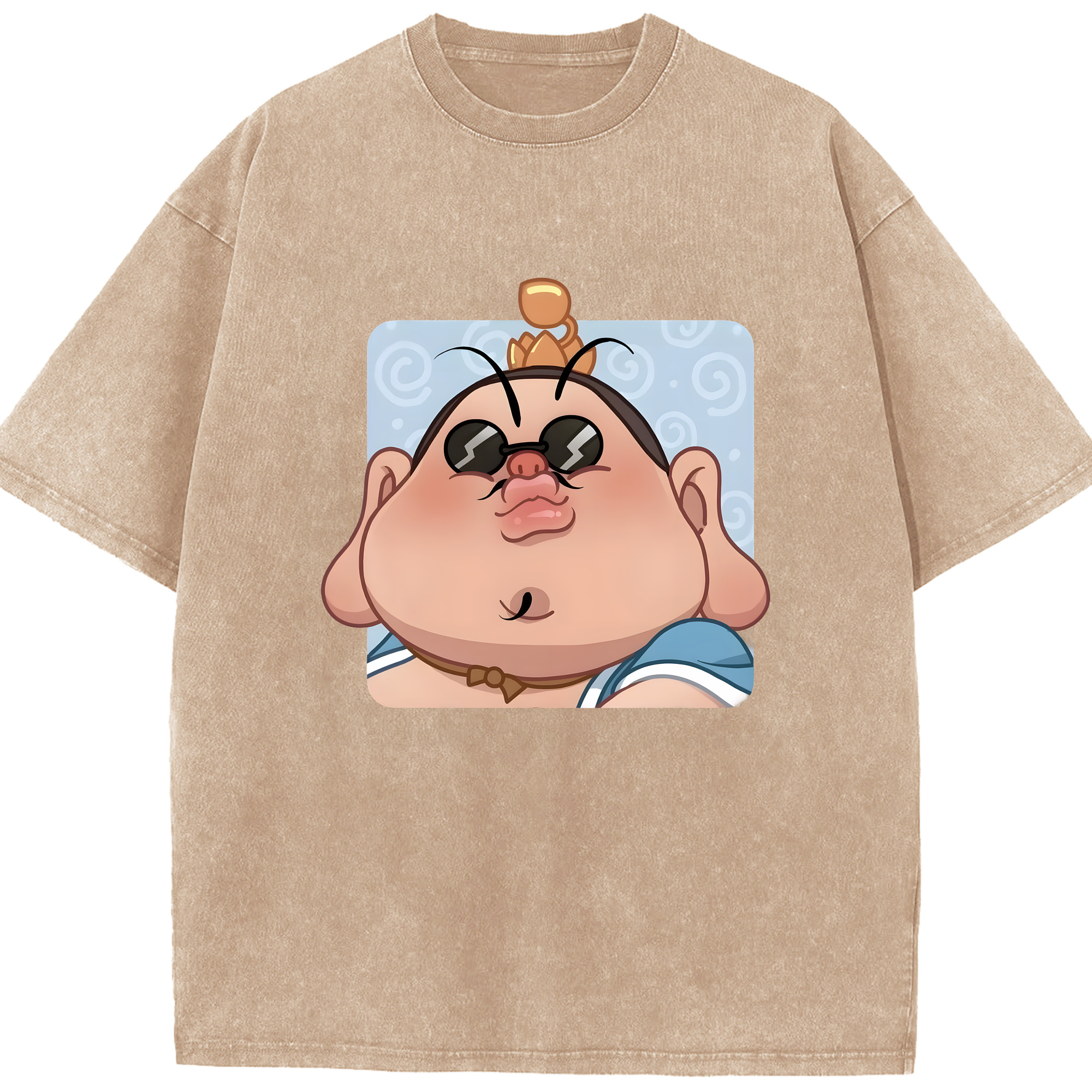 （画像用） Ne Zha 2 ナタ 魔童の大暴れ 綿100% ヴィンテージ風 半袖Tシャツ（フロントプリント）