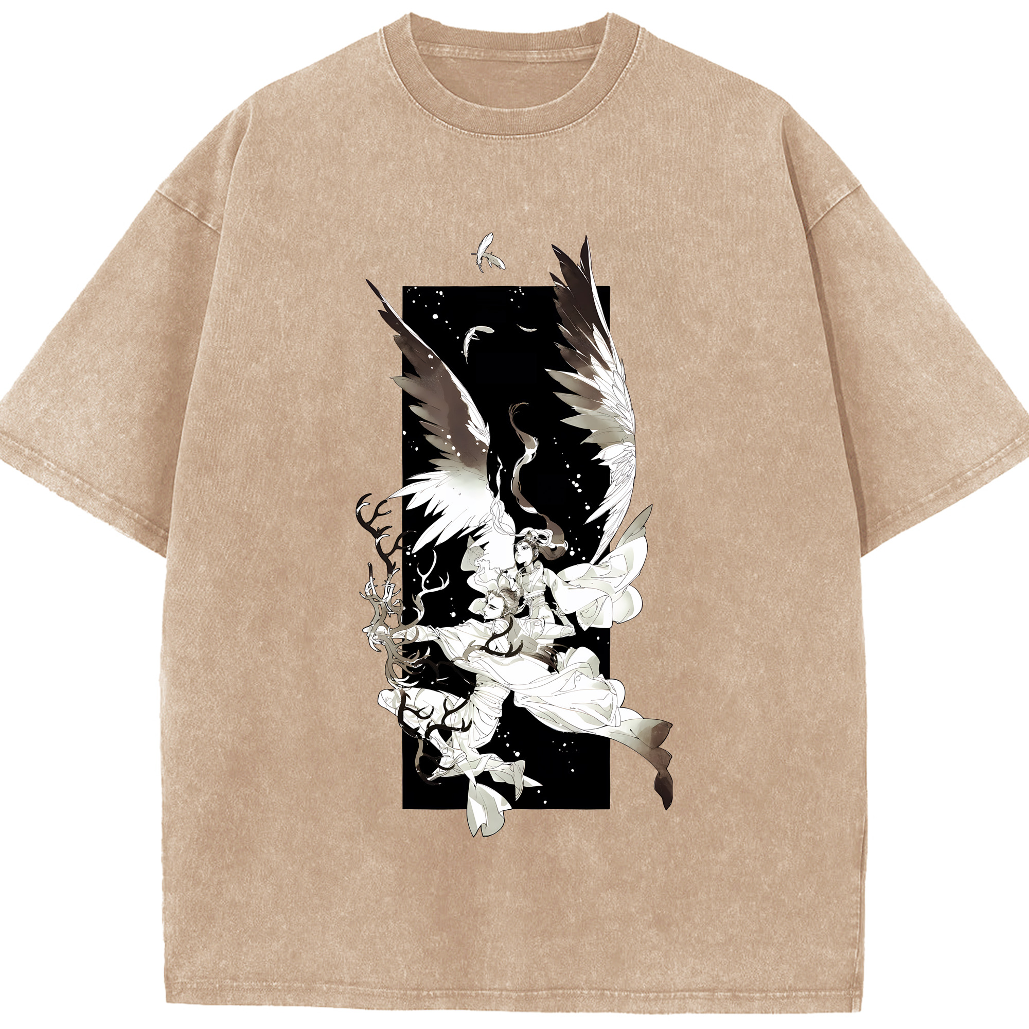 （画像用） Ne Zha 2 ナタ 魔童の大暴れ 綿100% ヴィンテージ風 半袖Tシャツ（フロントプリント）