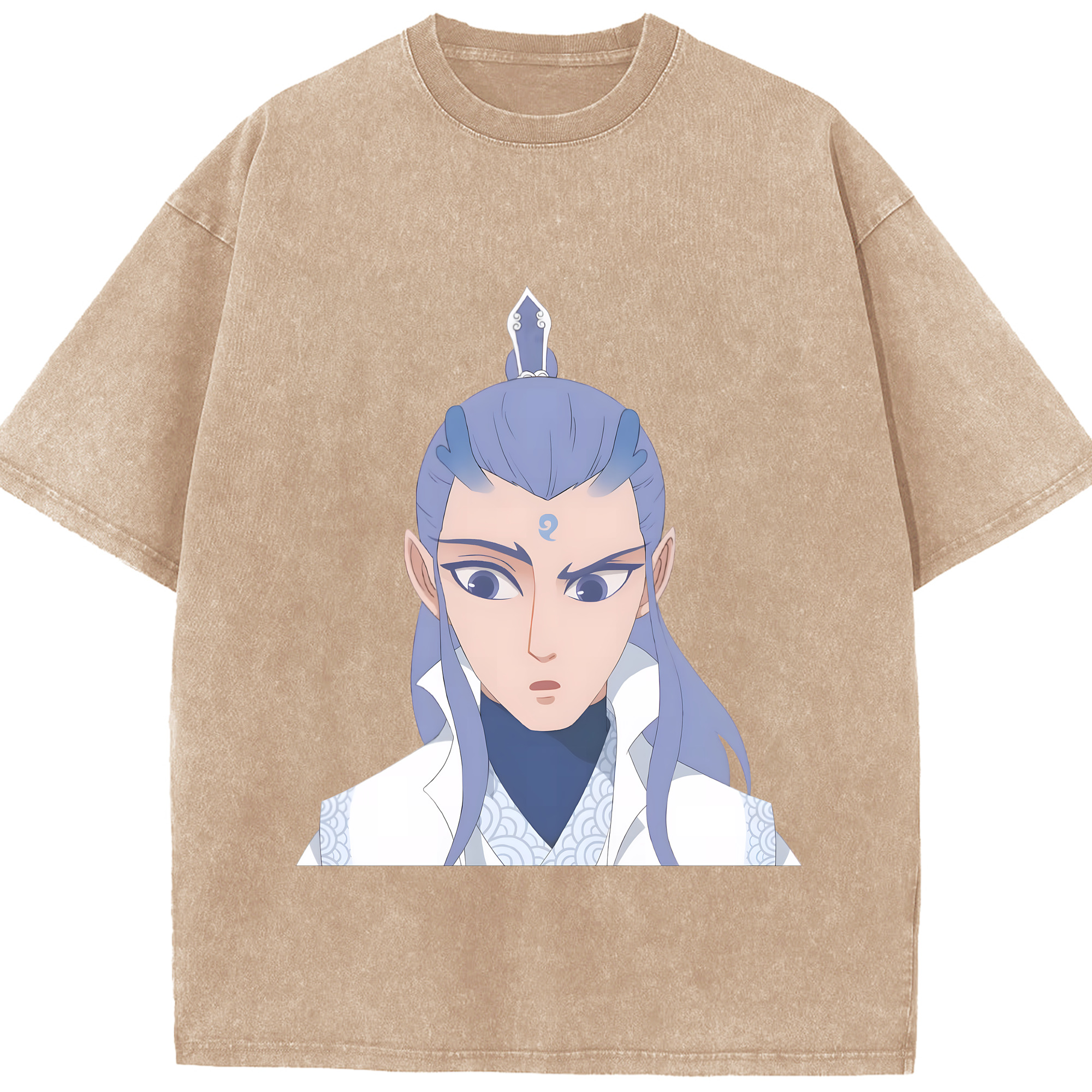（画像用） Ne Zha 2 ナタ 魔童の大暴れ 綿100% ヴィンテージ風 半袖Tシャツ（フロントプリント）