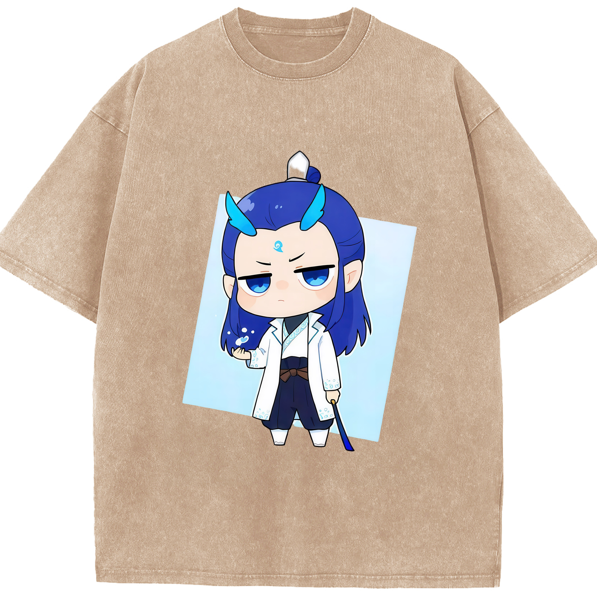 （画像用） Ne Zha 2 ナタ 魔童の大暴れ 綿100% ヴィンテージ風 半袖Tシャツ（フロントプリント）