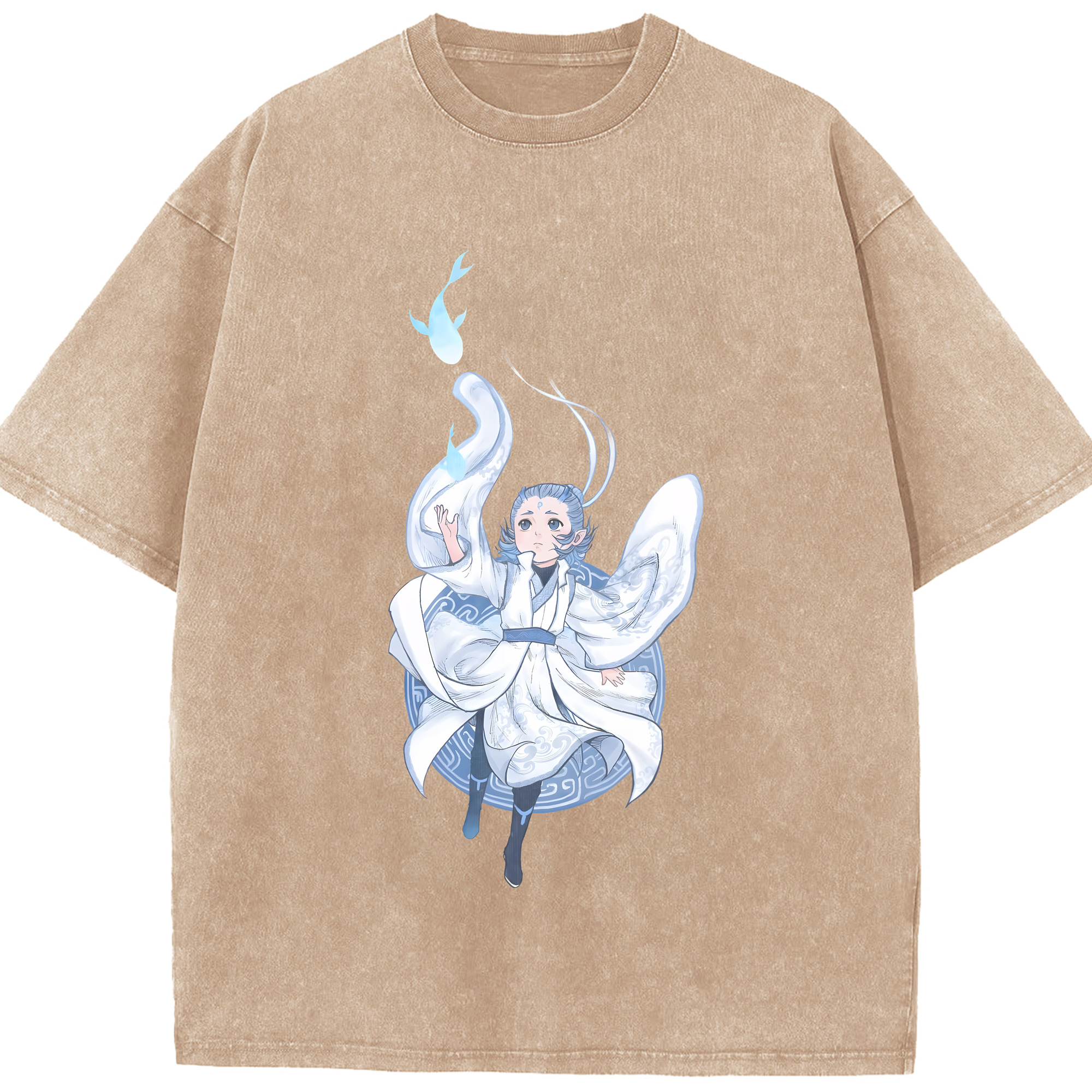 （画像用） Ne Zha 2 ナタ 魔童の大暴れ 綿100% ヴィンテージ風 半袖Tシャツ（フロントプリント）