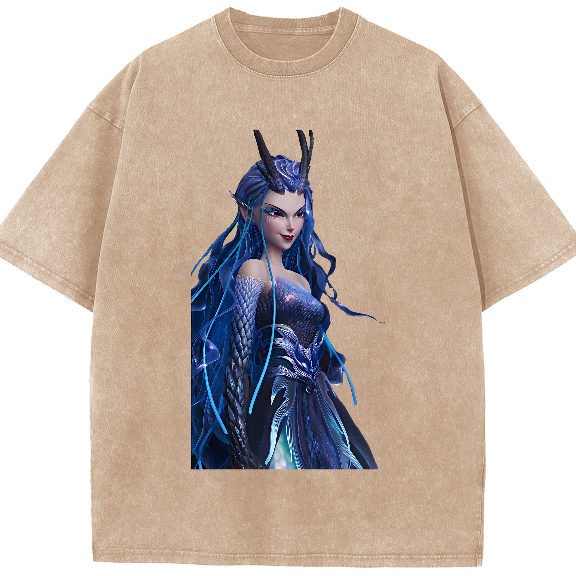 （画像用） Ne Zha 2 ナタ 魔童の大暴れ 綿100% ヴィンテージ風 半袖Tシャツ（フロントプリント）
