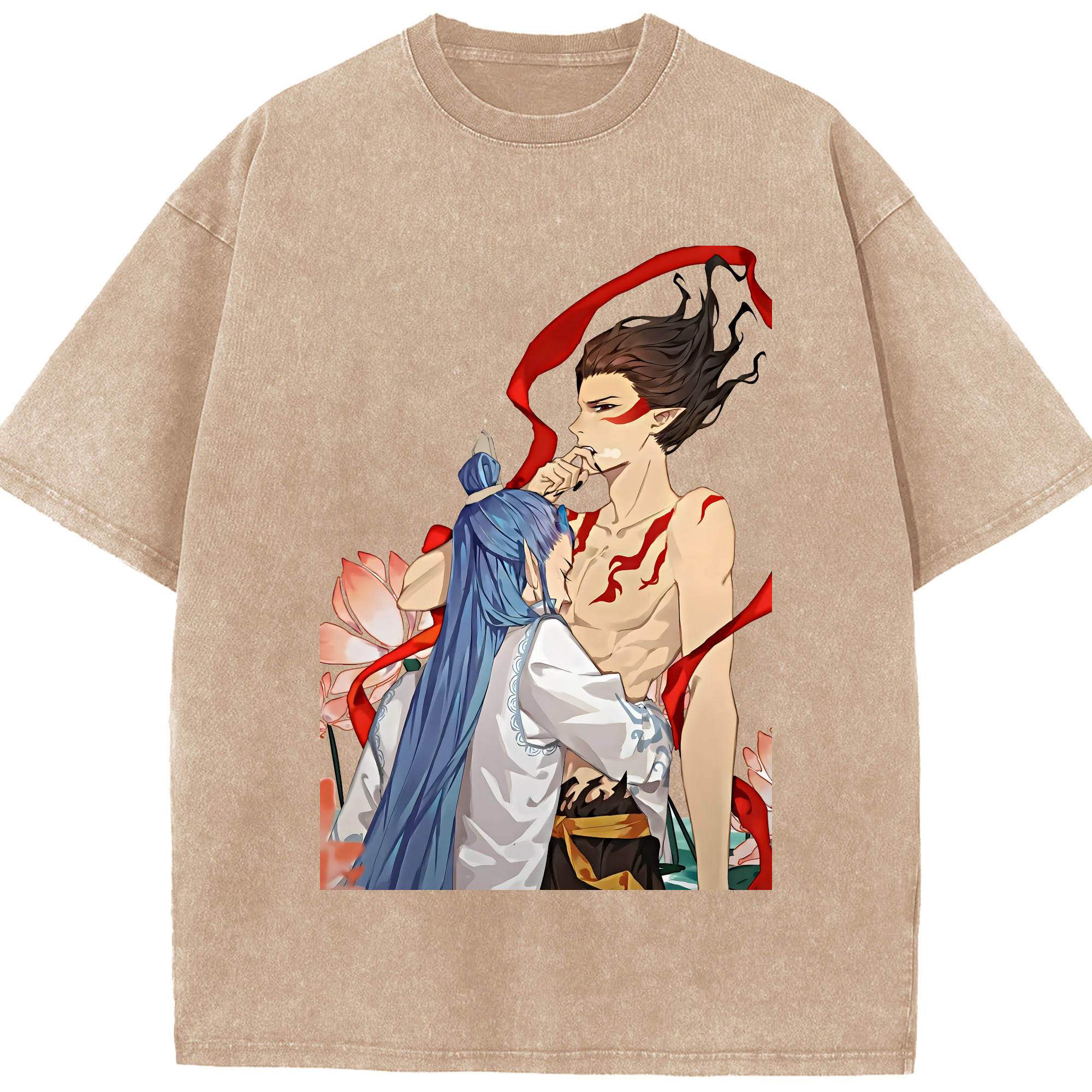 （画像用） Ne Zha 2 ナタ 魔童の大暴れ 綿100% ヴィンテージ風 半袖Tシャツ（フロントプリント）