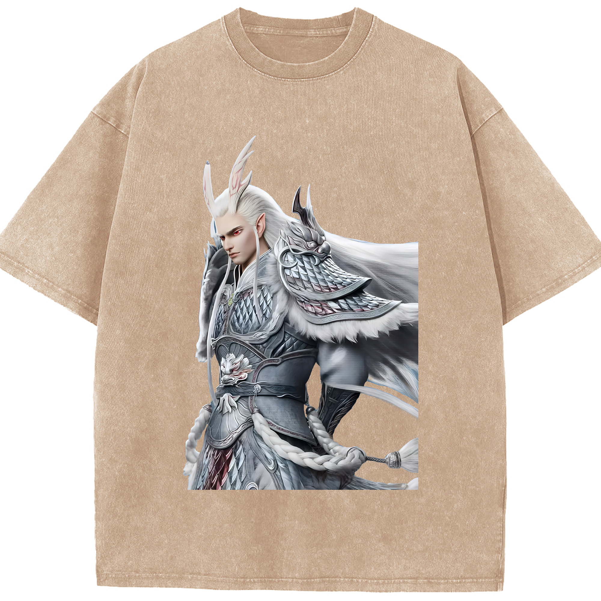 （画像用） Ne Zha 2 ナタ 魔童の大暴れ 綿100% ヴィンテージ風 半袖Tシャツ（フロントプリント）