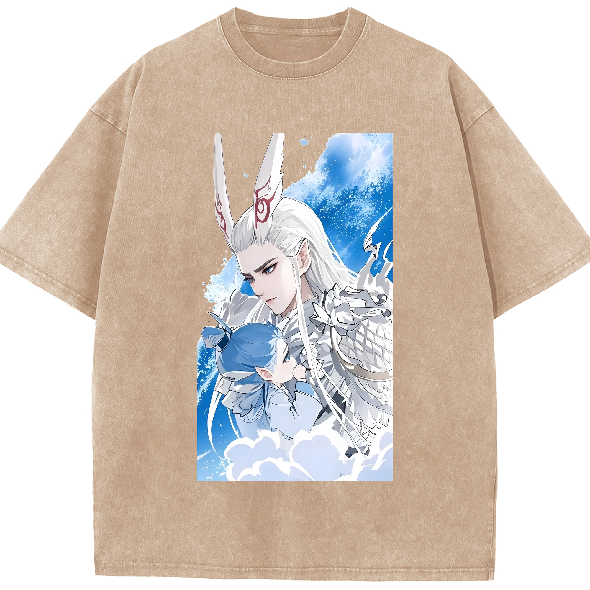 （画像用） Ne Zha 2 ナタ 魔童の大暴れ 綿100% ヴィンテージ風 半袖Tシャツ（フロントプリント）
