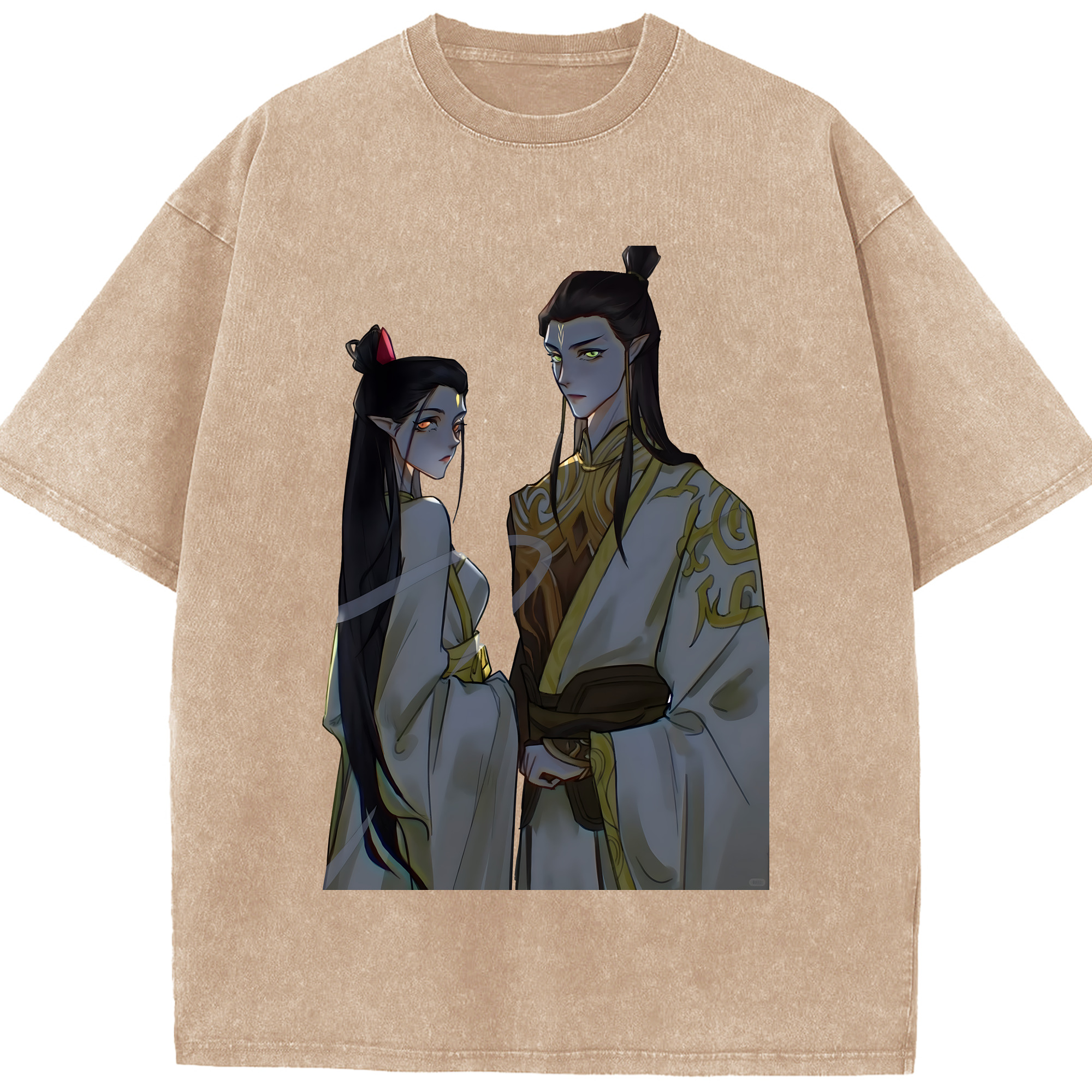 （画像用） Ne Zha 2 ナタ 魔童の大暴れ 綿100% ヴィンテージ風 半袖Tシャツ（フロントプリント）