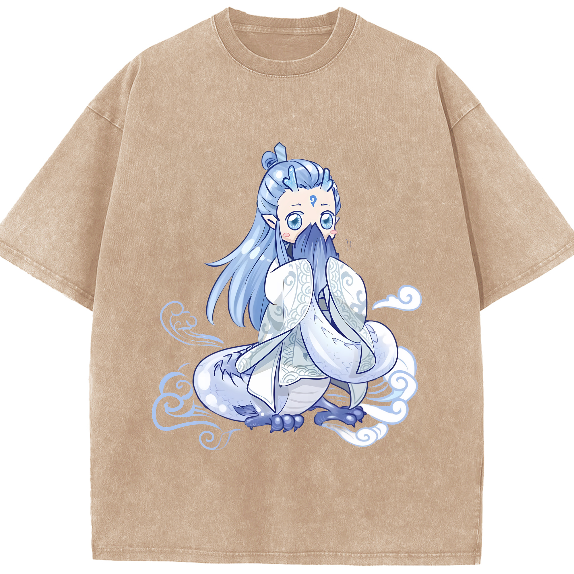 （画像用） Ne Zha 2 ナタ 魔童の大暴れ 綿100% ヴィンテージ風 半袖Tシャツ（フロントプリント）