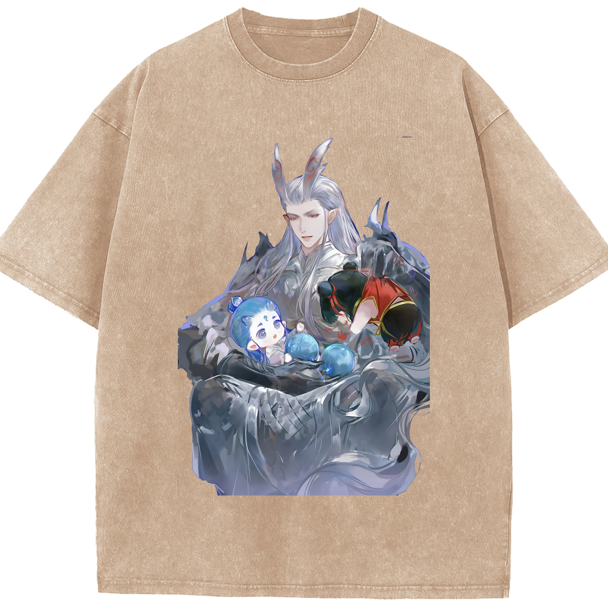 （画像用） Ne Zha 2 ナタ 魔童の大暴れ 綿100% ヴィンテージ風 半袖Tシャツ（フロントプリント）