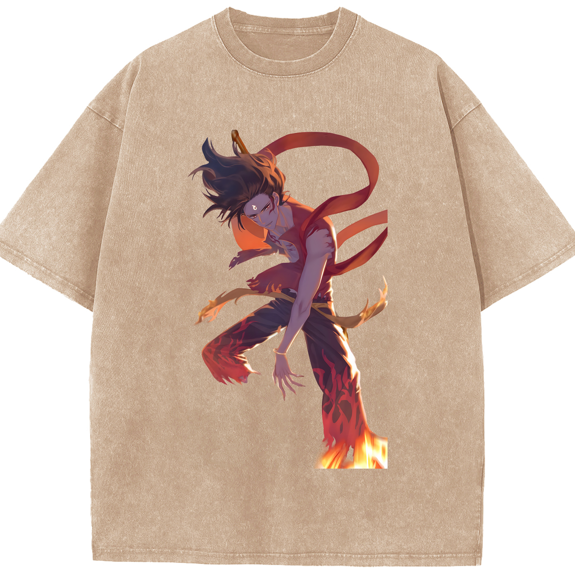 （画像用） Ne Zha 2 ナタ 魔童の大暴れ 綿100% ヴィンテージ風 半袖Tシャツ（フロントプリント）