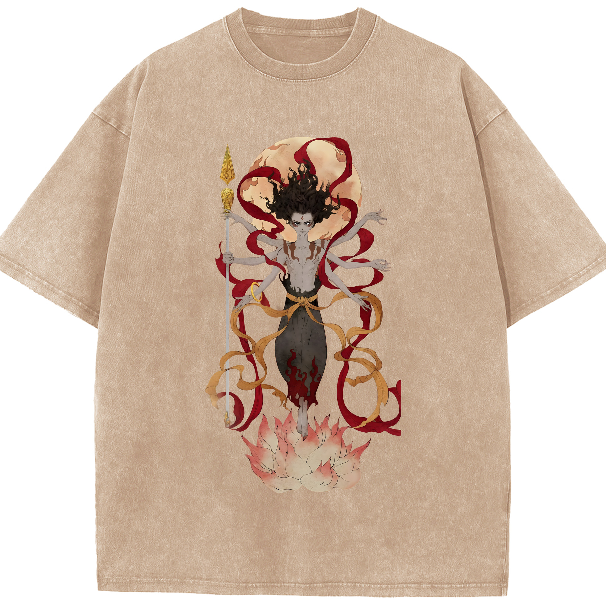 （画像用） Ne Zha 2 ナタ 魔童の大暴れ 綿100% ヴィンテージ風 半袖Tシャツ（フロントプリント）