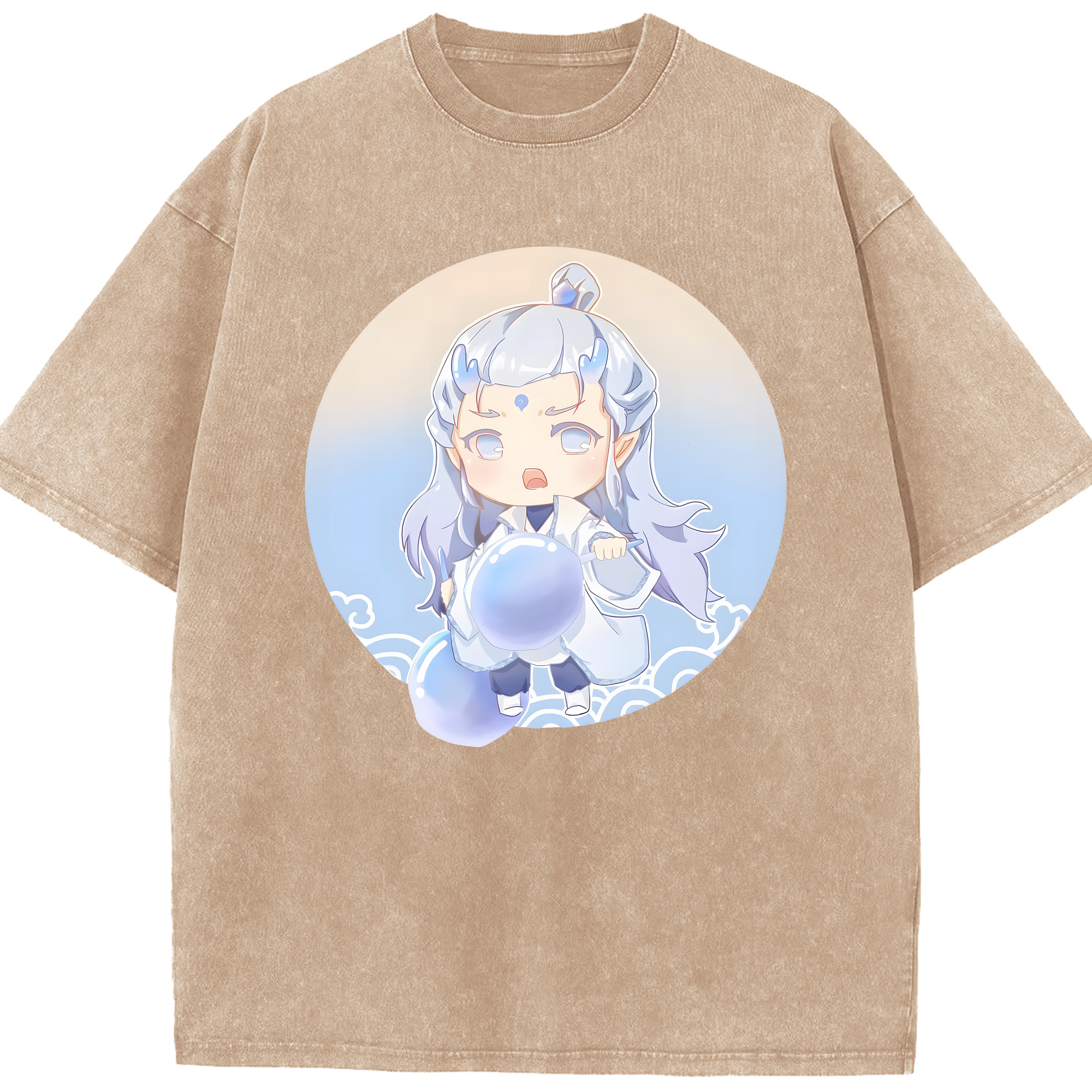 （画像用） Ne Zha 2 ナタ 魔童の大暴れ 綿100% ヴィンテージ風 半袖Tシャツ（フロントプリント）