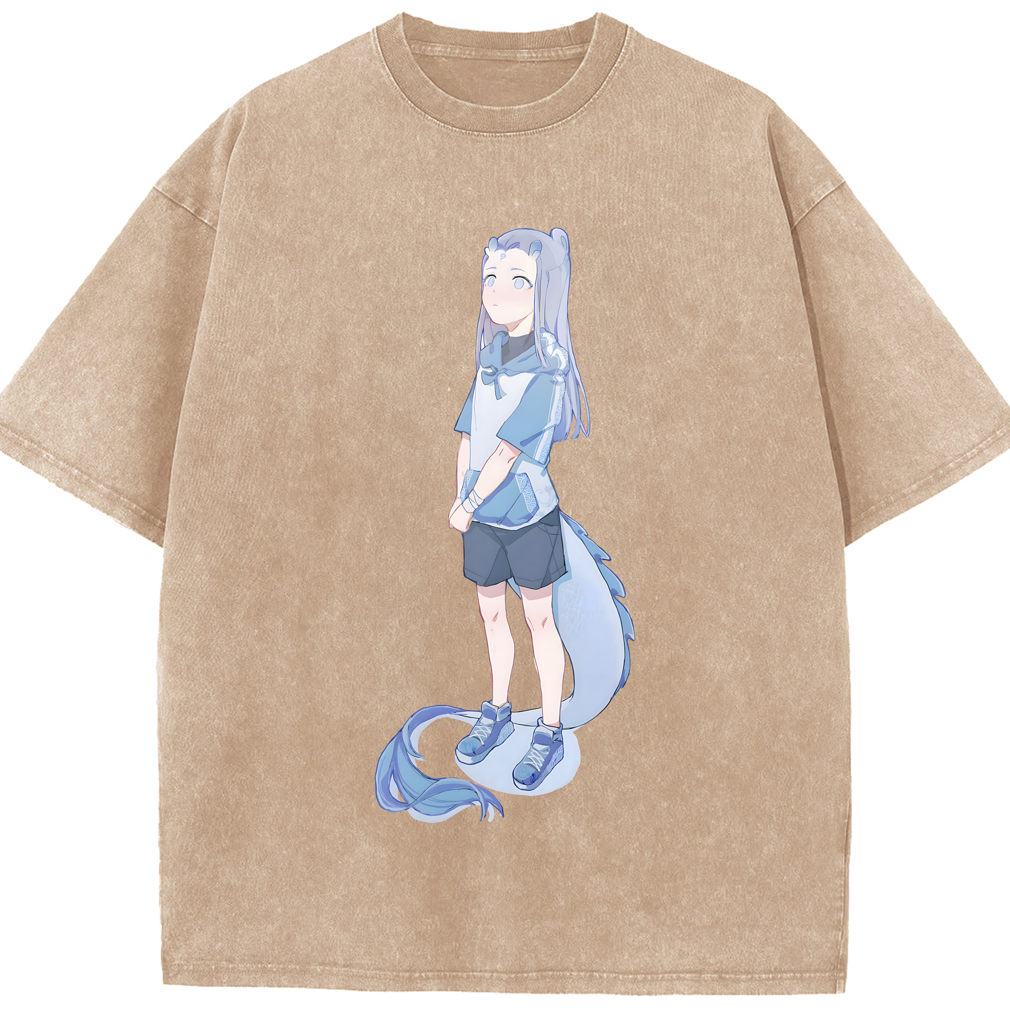 （画像用） Ne Zha 2 ナタ 魔童の大暴れ 綿100% ヴィンテージ風 半袖Tシャツ（フロントプリント）