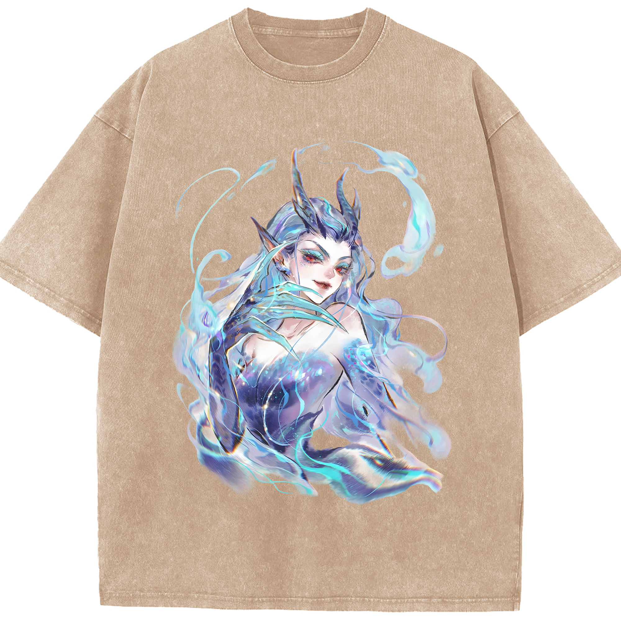 （画像用） Ne Zha 2 ナタ 魔童の大暴れ 綿100% ヴィンテージ風 半袖Tシャツ（フロントプリント）