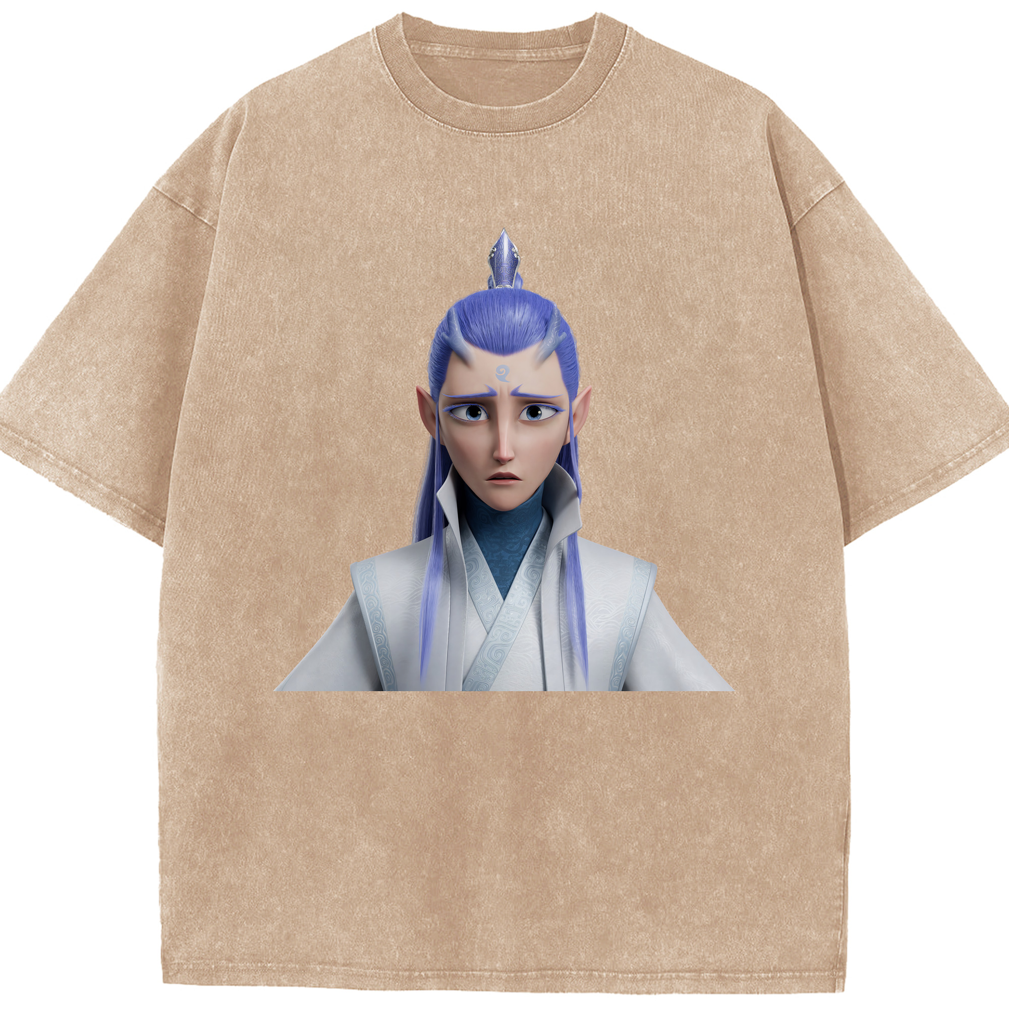 （画像用） Ne Zha 2 ナタ 魔童の大暴れ 綿100% ヴィンテージ風 半袖Tシャツ（フロントプリント）