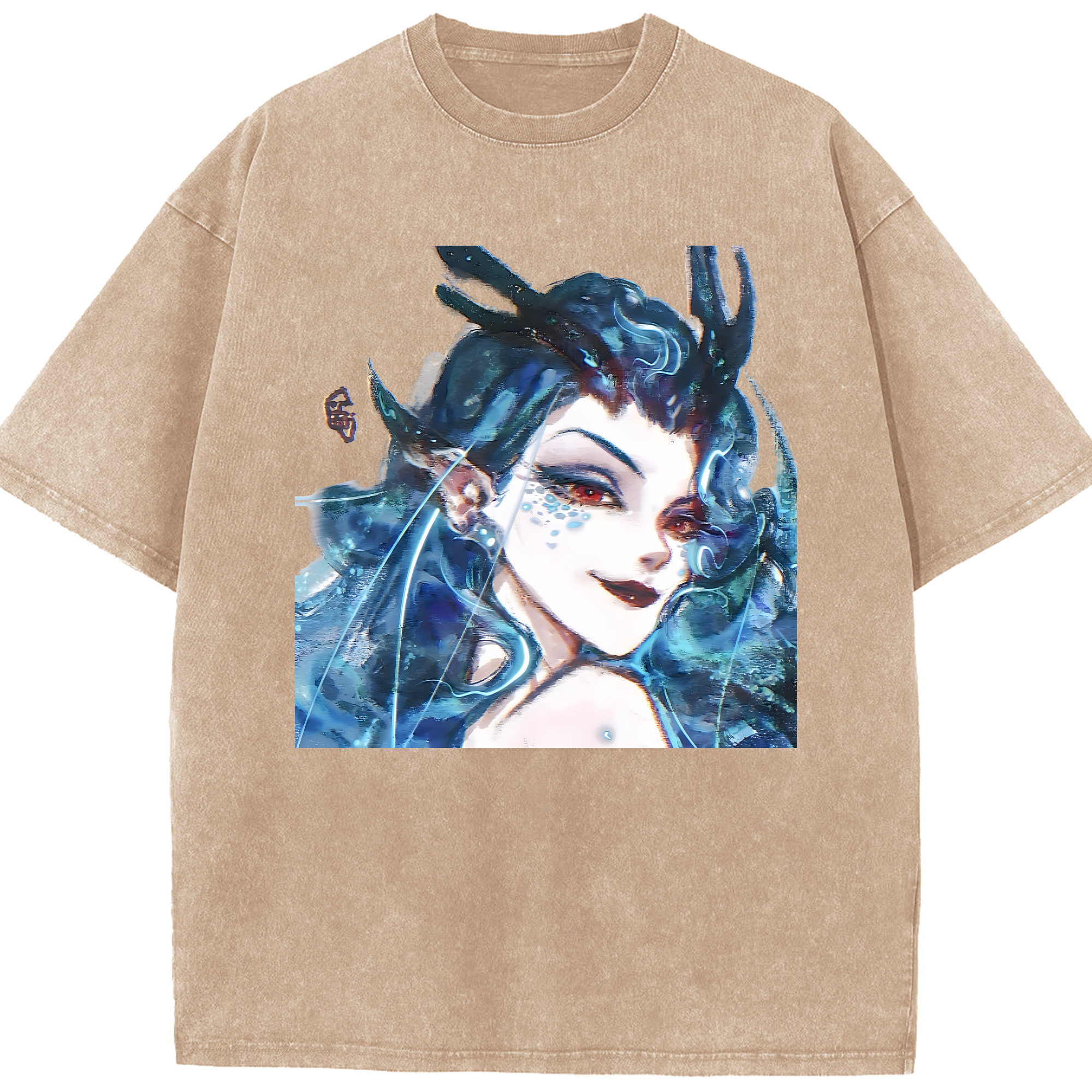（画像用） Ne Zha 2 ナタ 魔童の大暴れ 綿100% ヴィンテージ風 半袖Tシャツ（フロントプリント）