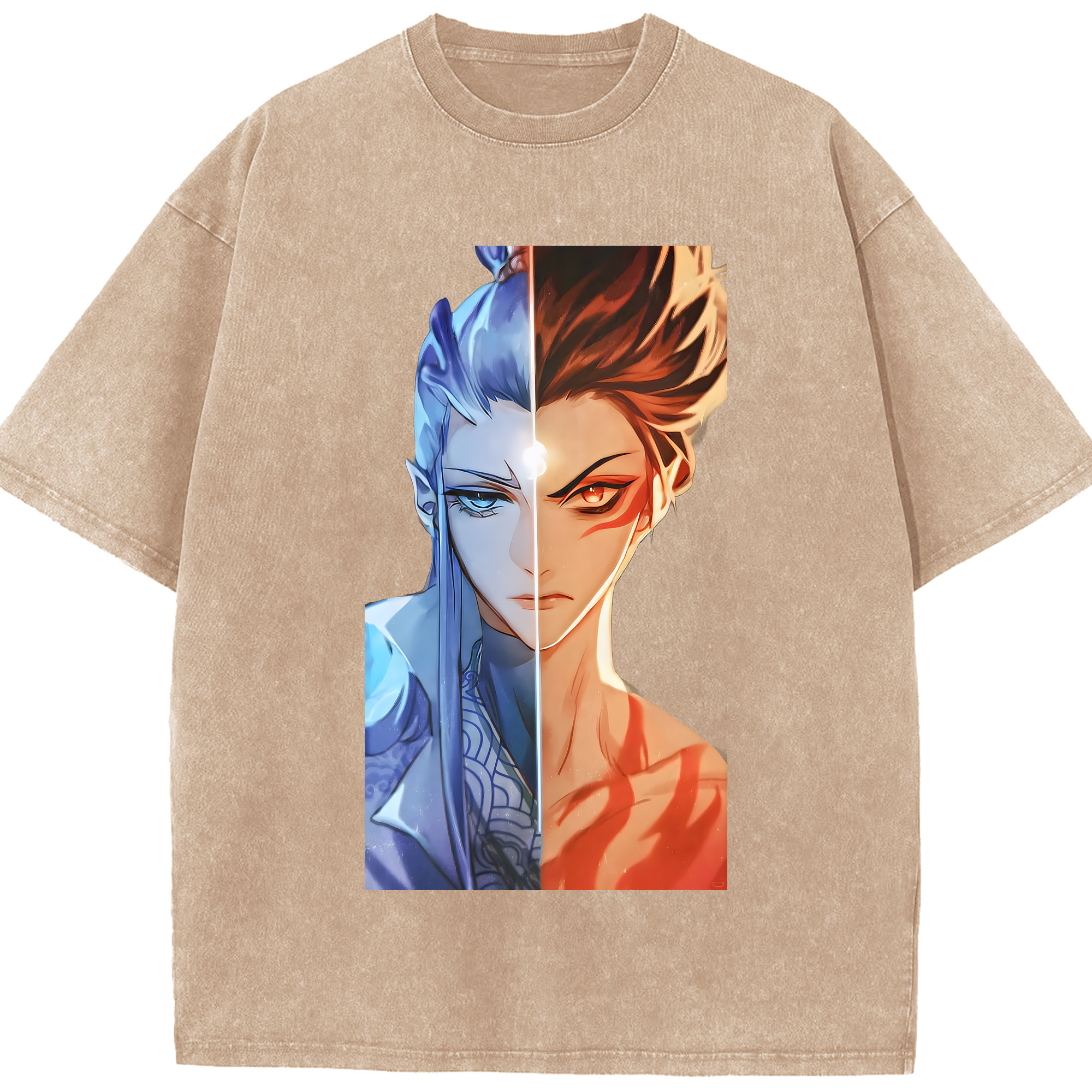 （画像用） Ne Zha 2 ナタ 魔童の大暴れ 綿100% ヴィンテージ風 半袖Tシャツ（フロントプリント）