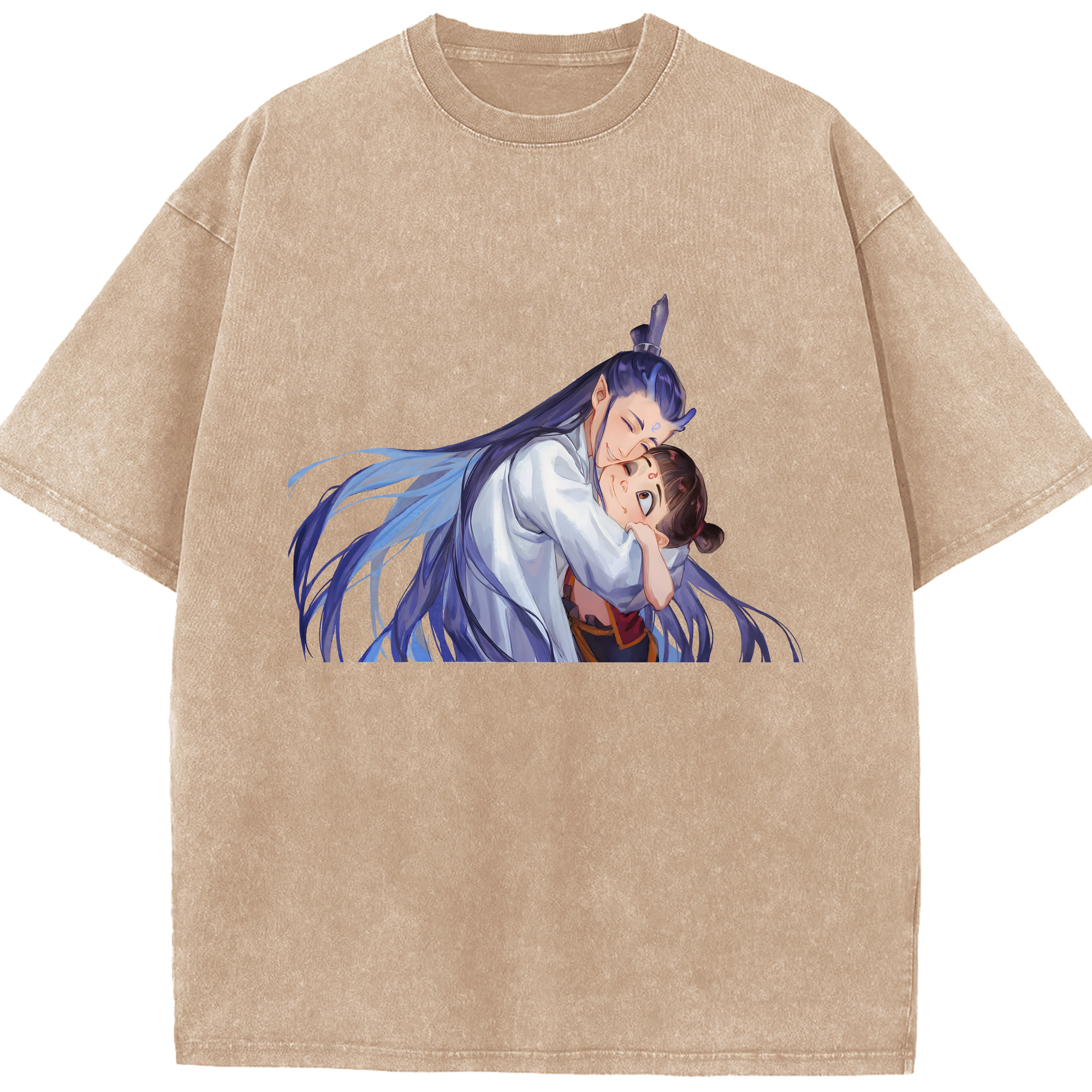（画像用） Ne Zha 2 ナタ 魔童の大暴れ 綿100% ヴィンテージ風 半袖Tシャツ（フロントプリント）