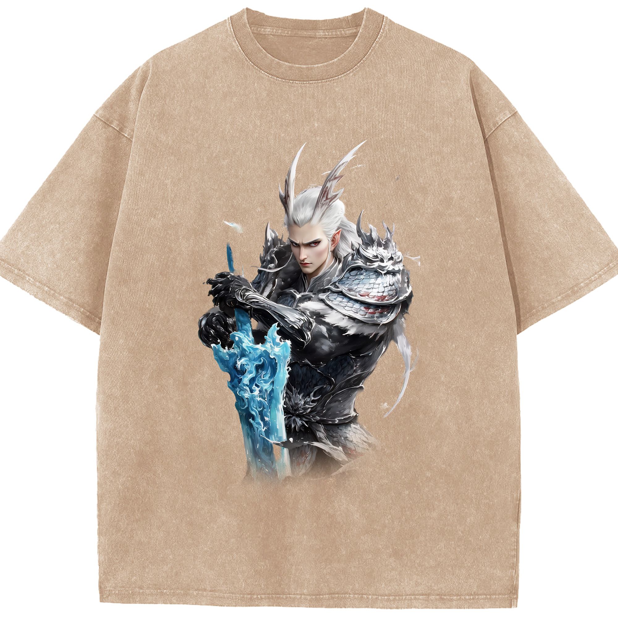 （画像用） Ne Zha 2 ナタ 魔童の大暴れ 綿100% ヴィンテージ風 半袖Tシャツ（フロントプリント）