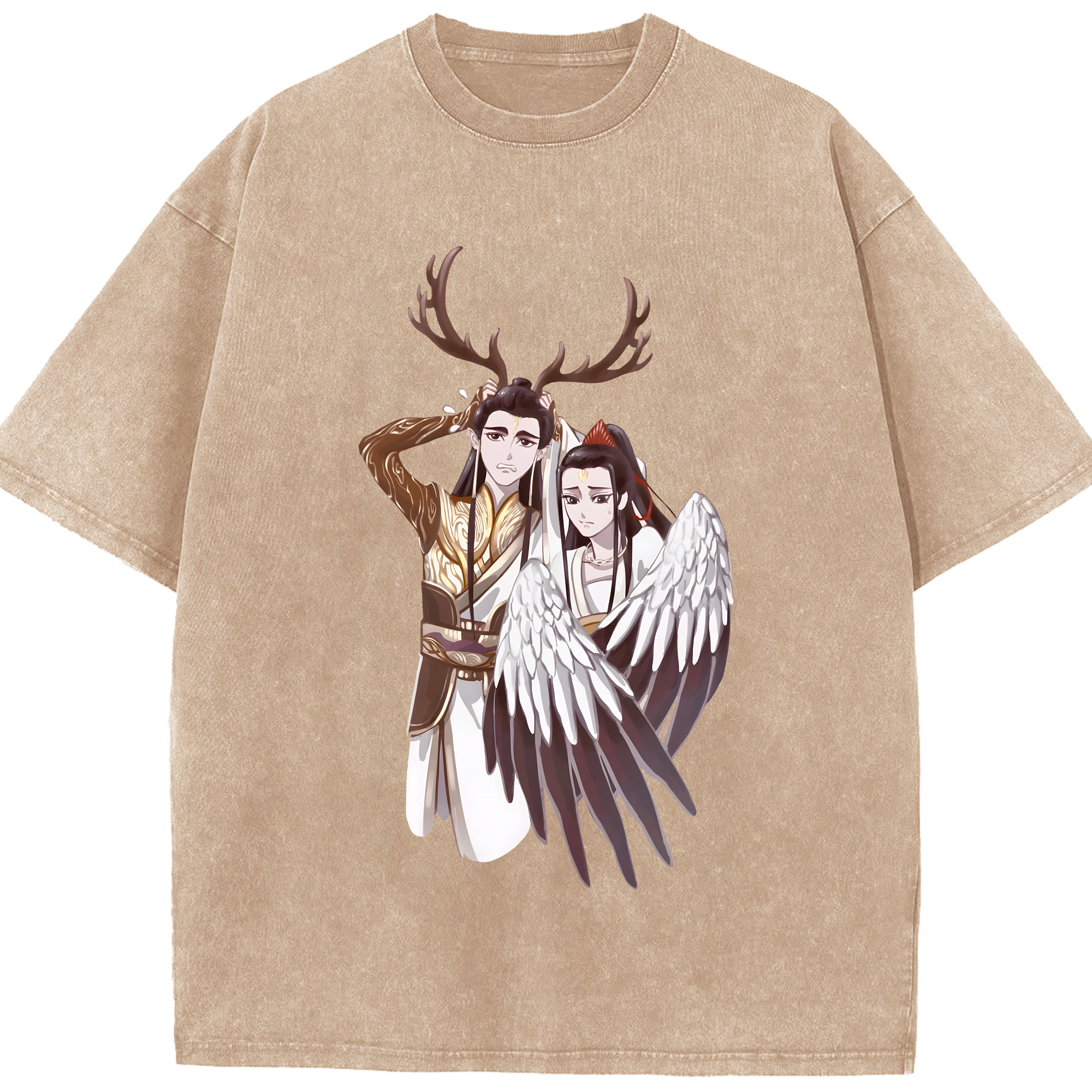 （画像用） Ne Zha 2 ナタ 魔童の大暴れ 綿100% ヴィンテージ風 半袖Tシャツ（フロントプリント）