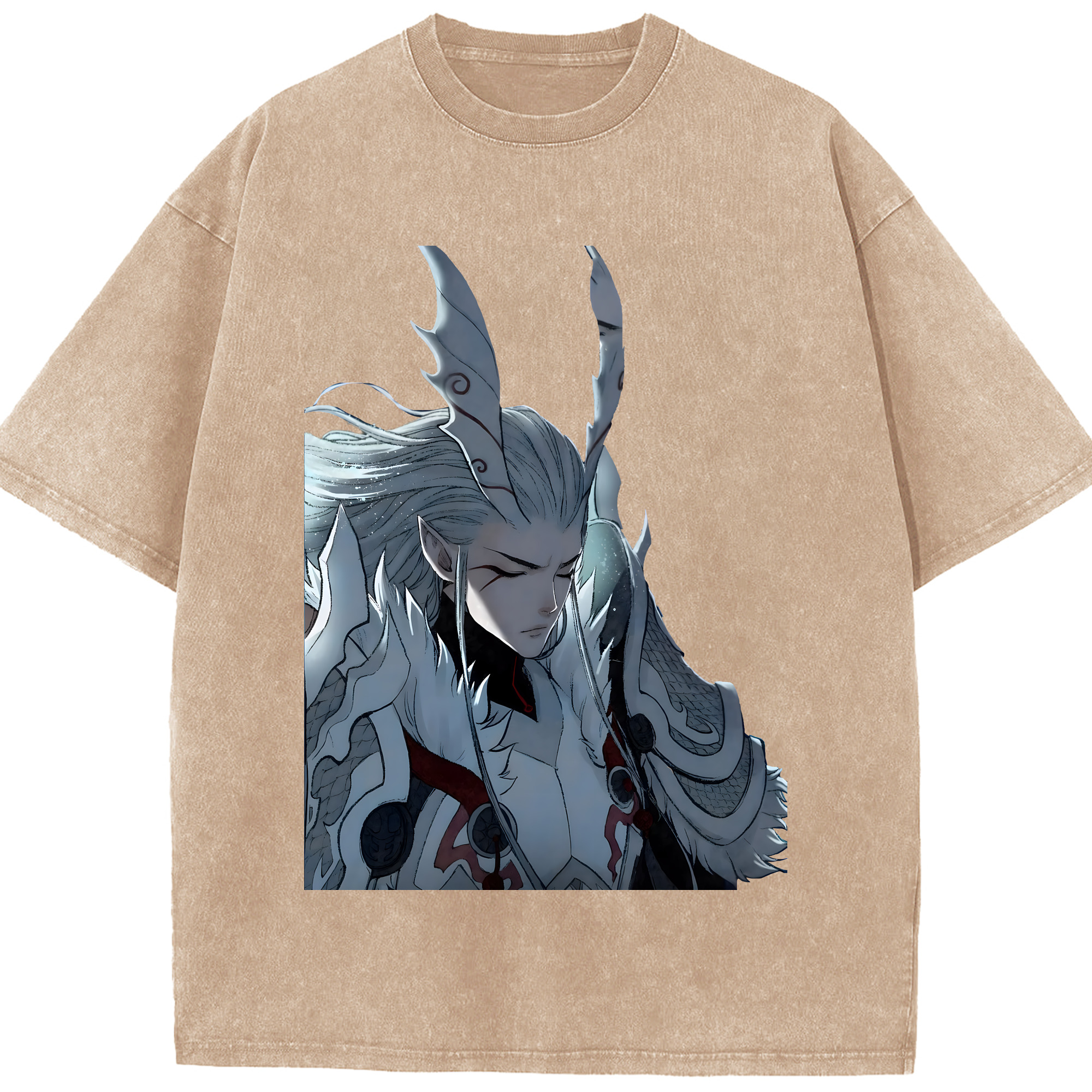 （画像用） Ne Zha 2 ナタ 魔童の大暴れ 綿100% ヴィンテージ風 半袖Tシャツ（フロントプリント）
