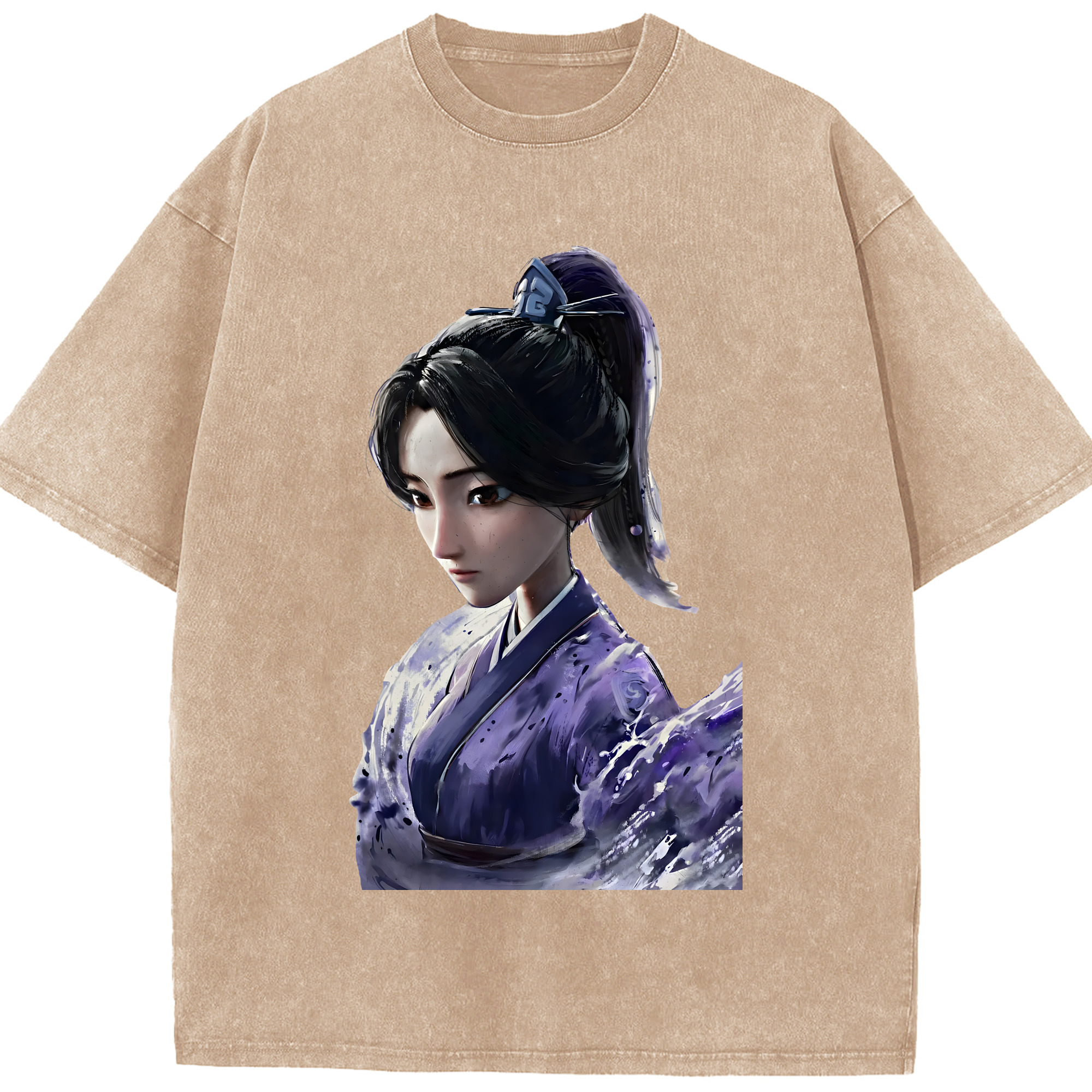 （画像用） Ne Zha 2 ナタ 魔童の大暴れ 綿100% ヴィンテージ風 半袖Tシャツ（フロントプリント）