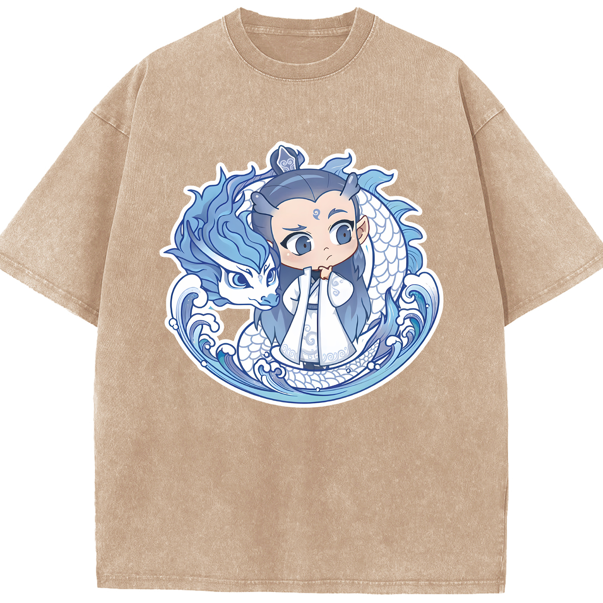 （画像用） Ne Zha 2 ナタ 魔童の大暴れ 綿100% ヴィンテージ風 半袖Tシャツ（フロントプリント）