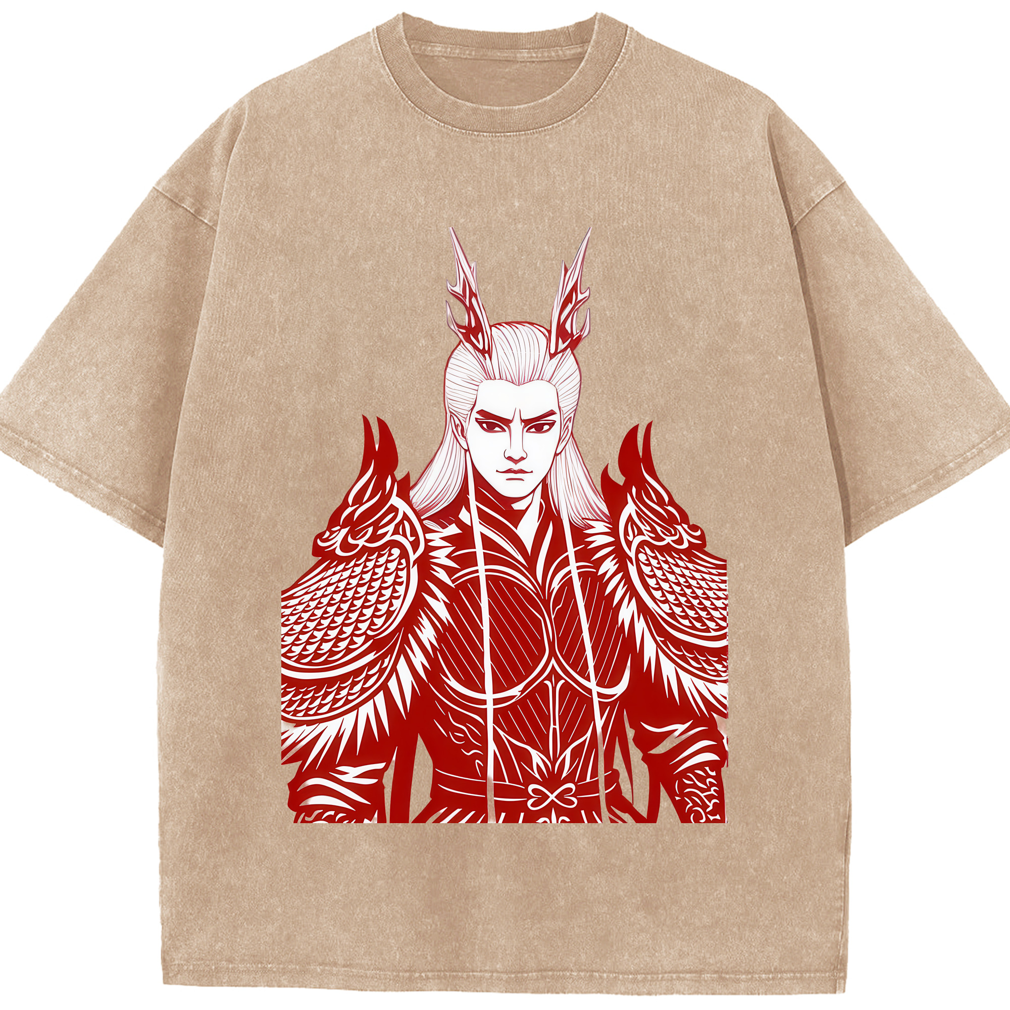 （画像用） Ne Zha 2 ナタ 魔童の大暴れ 綿100% ヴィンテージ風 半袖Tシャツ（フロントプリント）