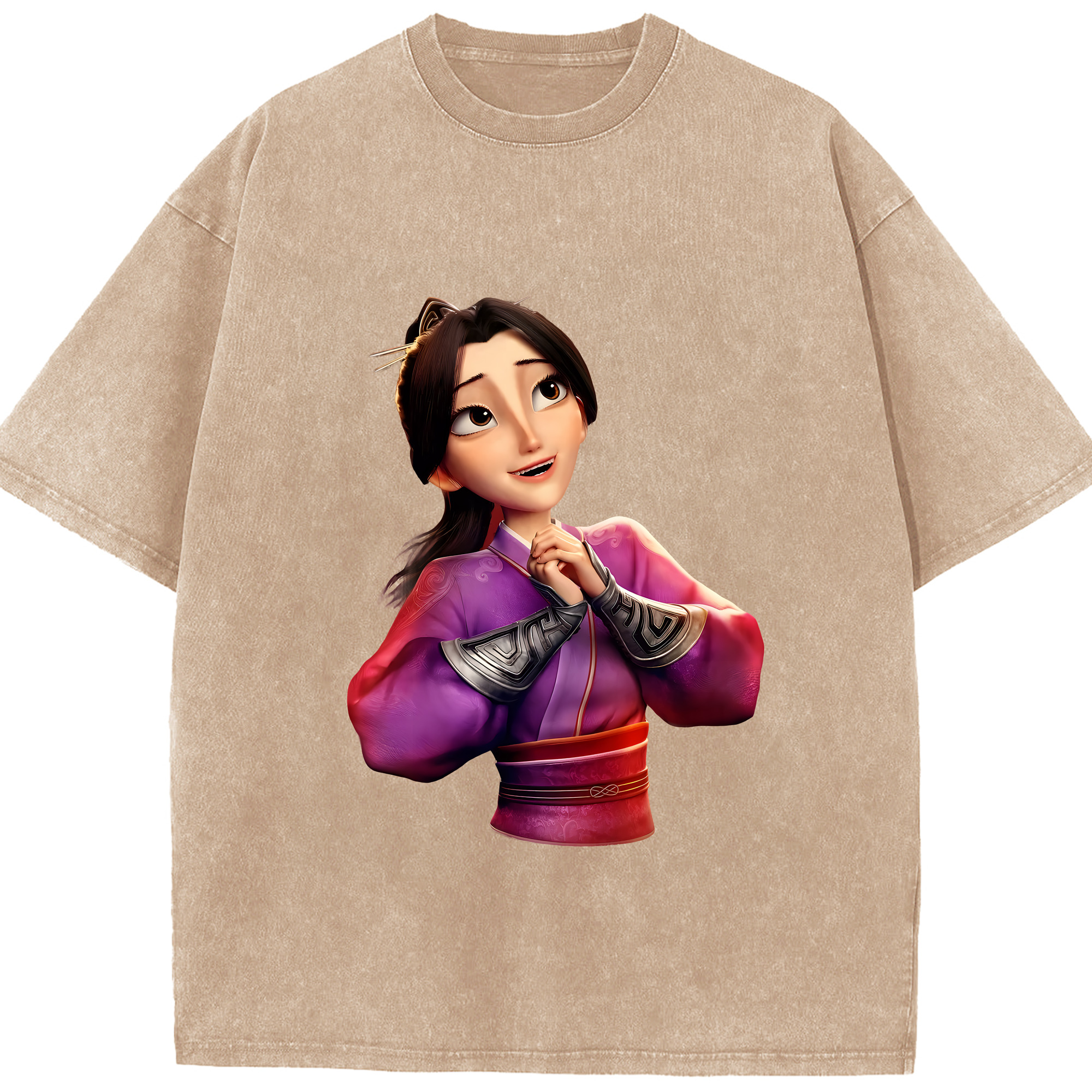 （画像用） Ne Zha 2 ナタ 魔童の大暴れ 綿100% ヴィンテージ風 半袖Tシャツ（フロントプリント）