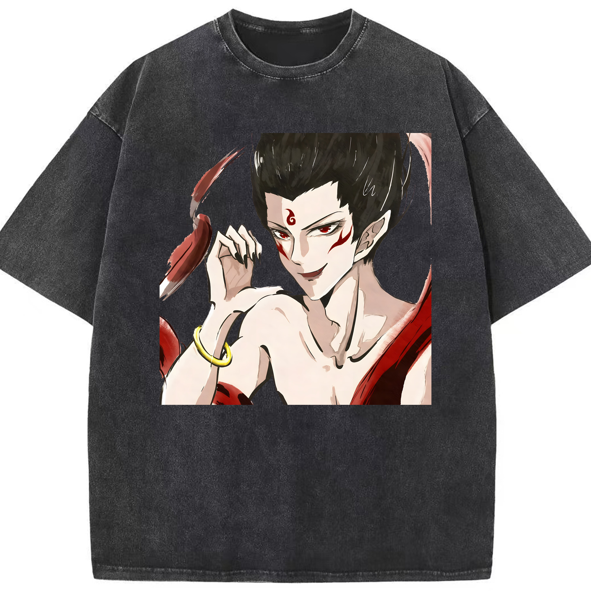 （画像用） Ne Zha 2 ナタ 魔童の大暴れ 綿100% ヴィンテージ風 半袖Tシャツ（フロントプリント）
