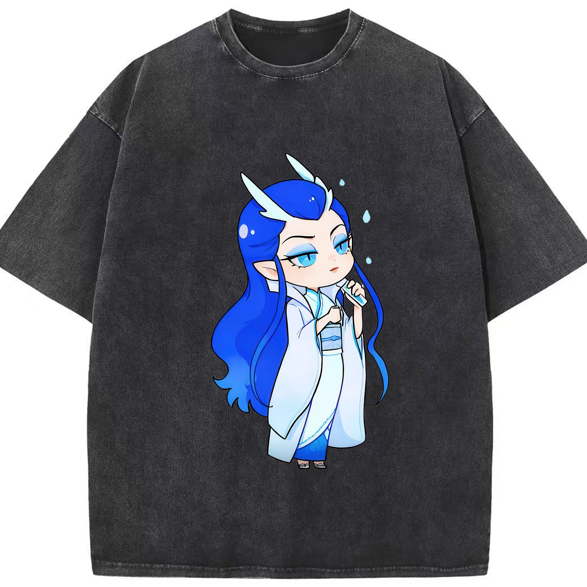 （画像用） Ne Zha 2 ナタ 魔童の大暴れ 綿100% ヴィンテージ風 半袖Tシャツ（フロントプリント）