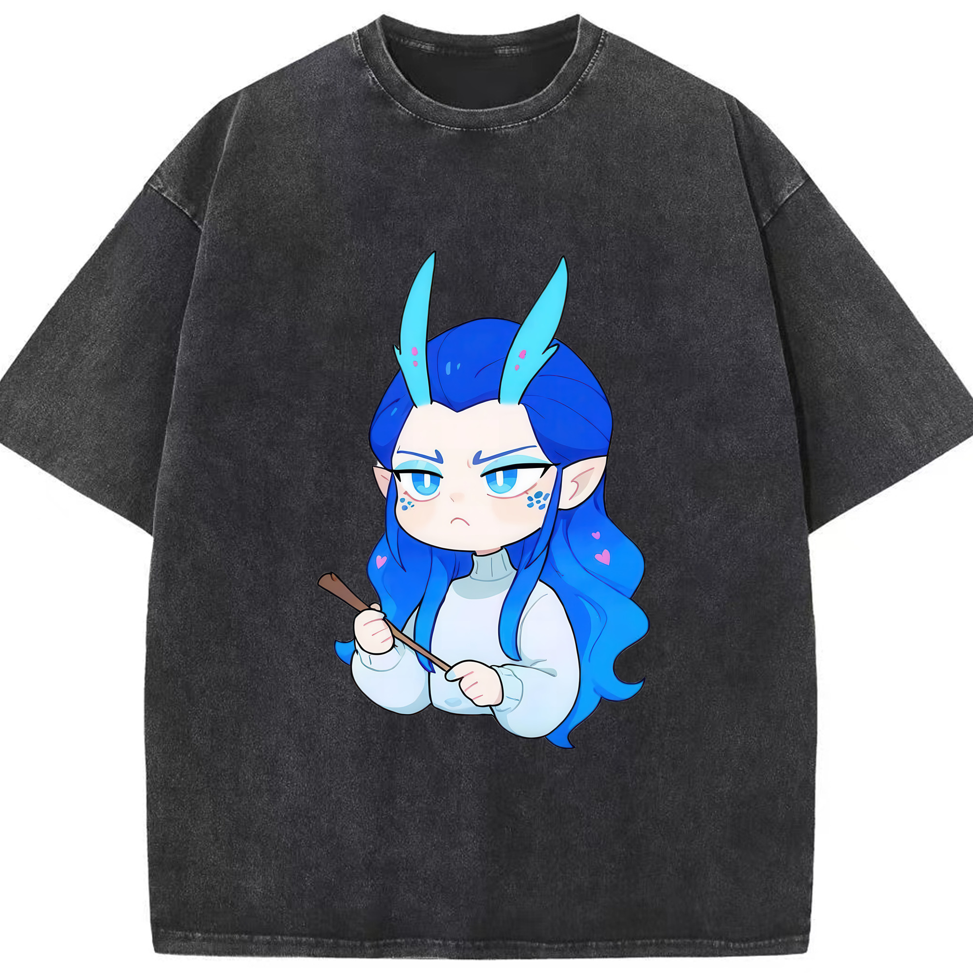 （画像用） Ne Zha 2 ナタ 魔童の大暴れ 綿100% ヴィンテージ風 半袖Tシャツ（フロントプリント）