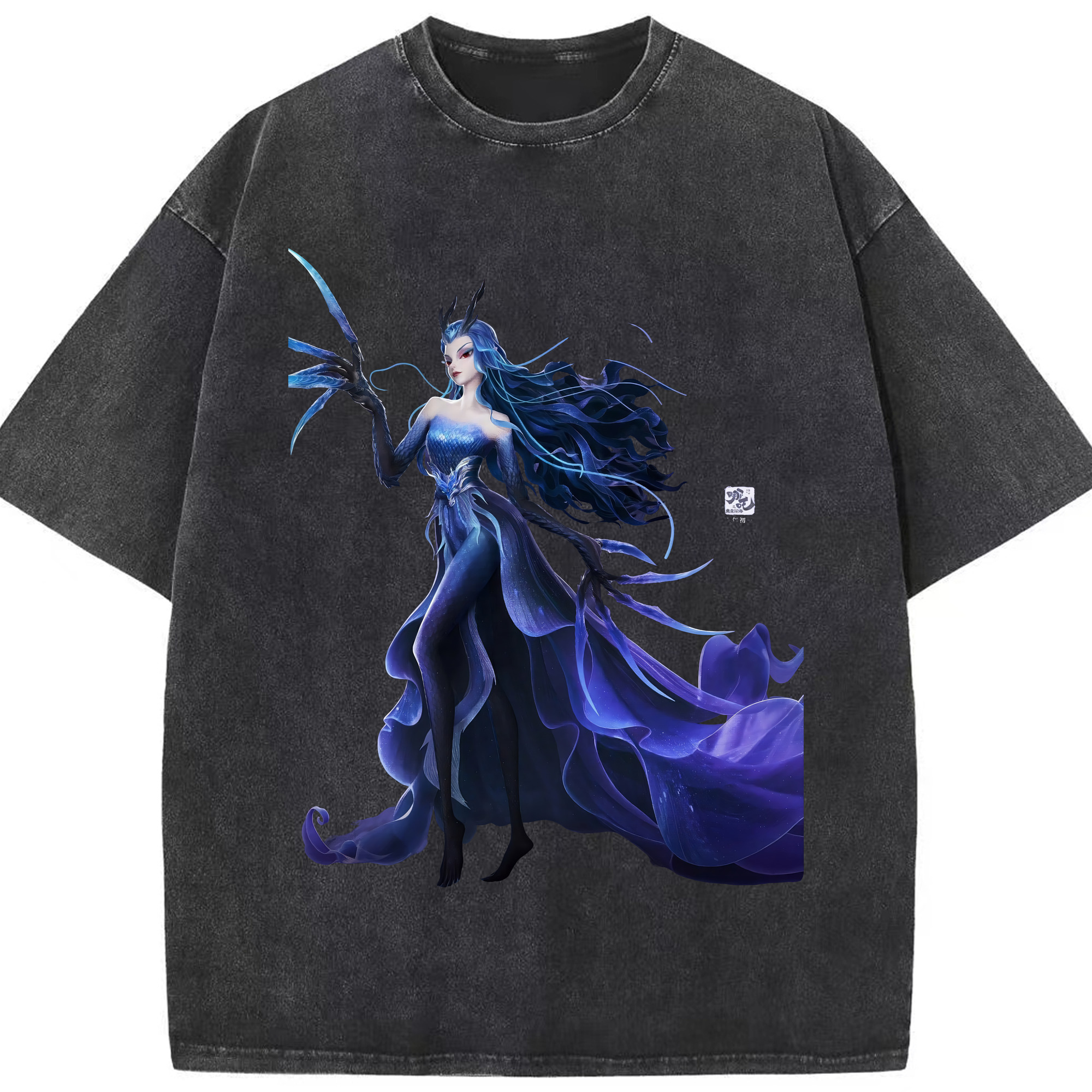 （画像用） Ne Zha 2 ナタ 魔童の大暴れ 綿100% ヴィンテージ風 半袖Tシャツ（フロントプリント）