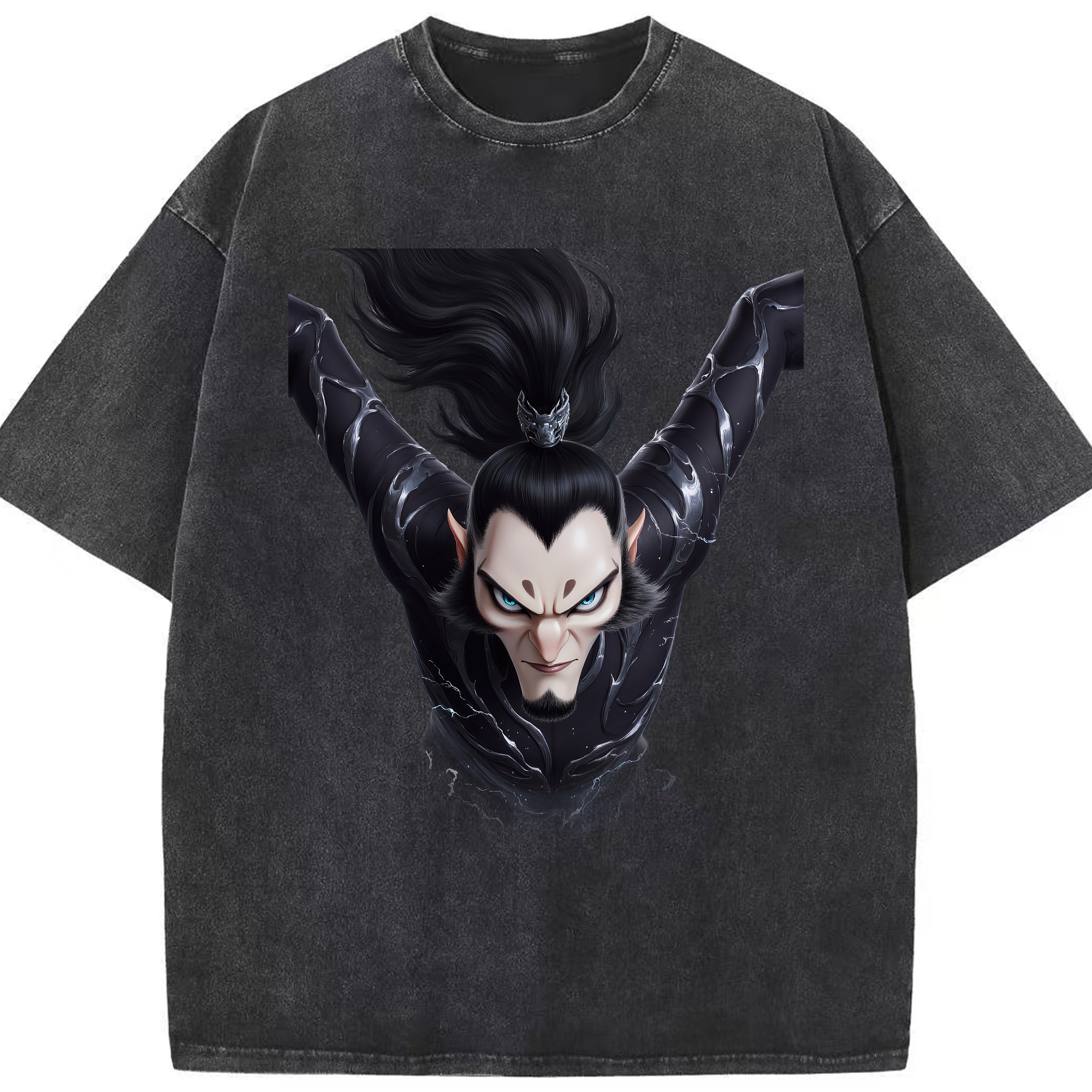 （画像用） Ne Zha 2 ナタ 魔童の大暴れ 綿100% ヴィンテージ風 半袖Tシャツ（フロントプリント）