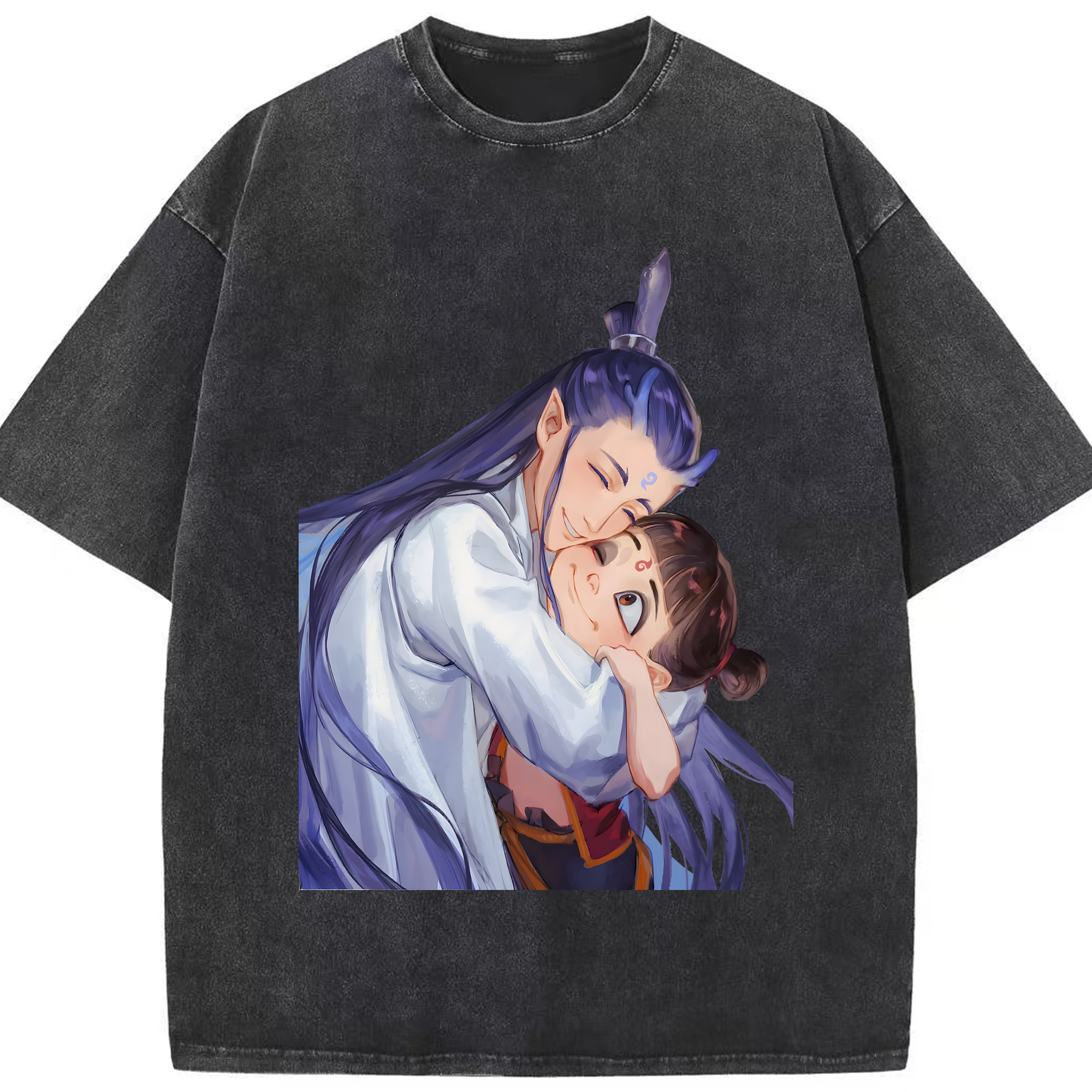 （画像用） Ne Zha 2 ナタ 魔童の大暴れ 綿100% ヴィンテージ風 半袖Tシャツ（フロントプリント）