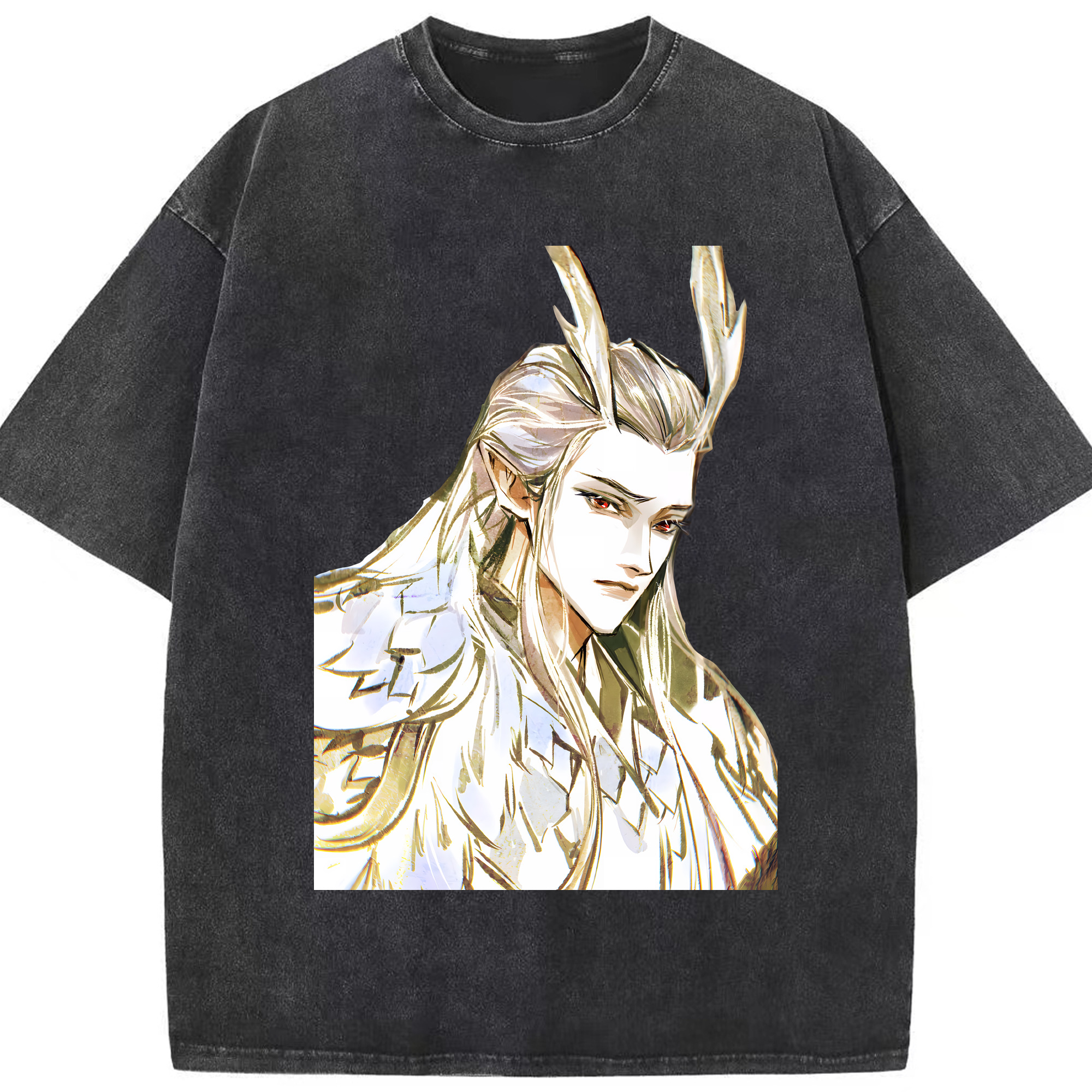 （画像用） Ne Zha 2 ナタ 魔童の大暴れ 綿100% ヴィンテージ風 半袖Tシャツ（フロントプリント）