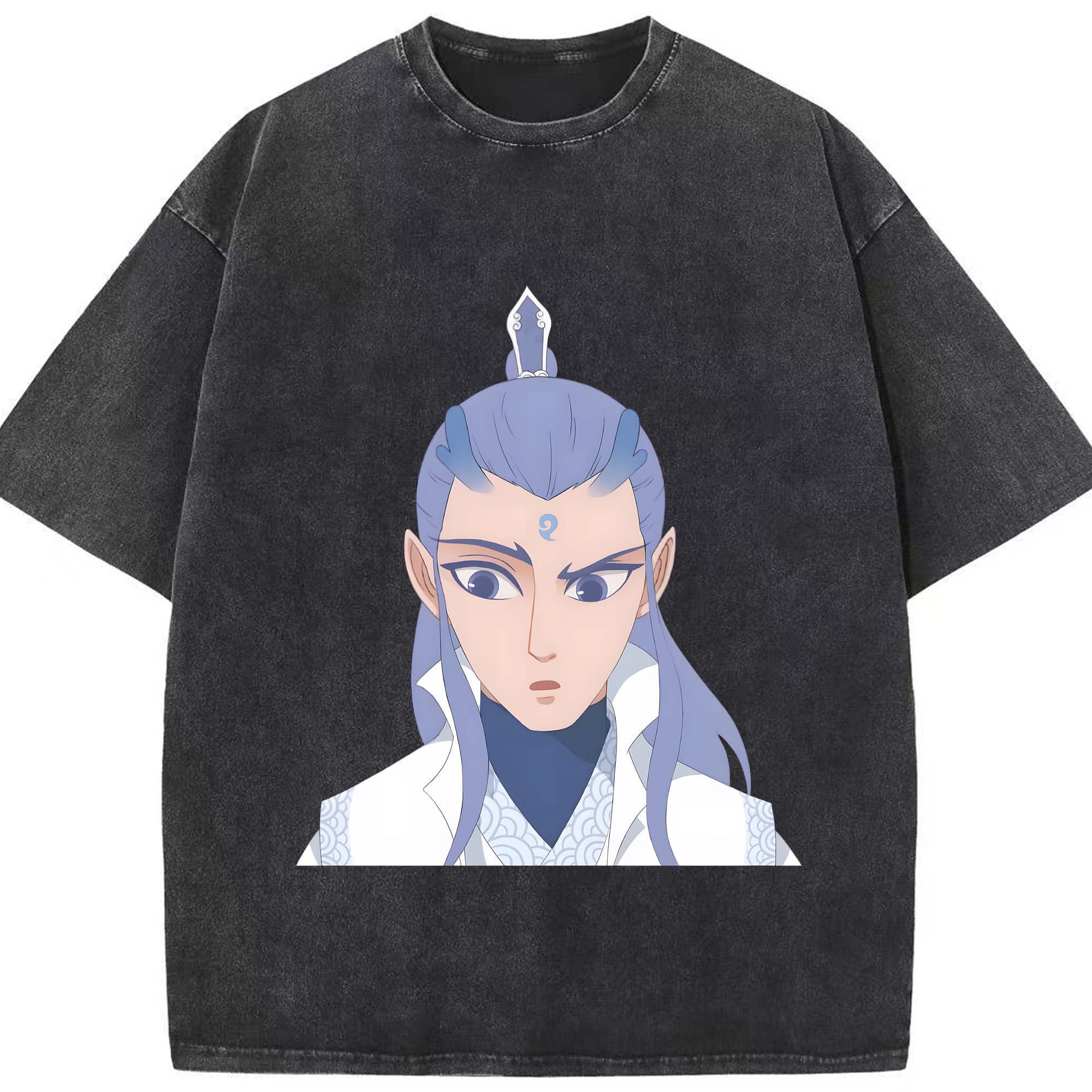 （画像用） Ne Zha 2 ナタ 魔童の大暴れ 綿100% ヴィンテージ風 半袖Tシャツ（フロントプリント）