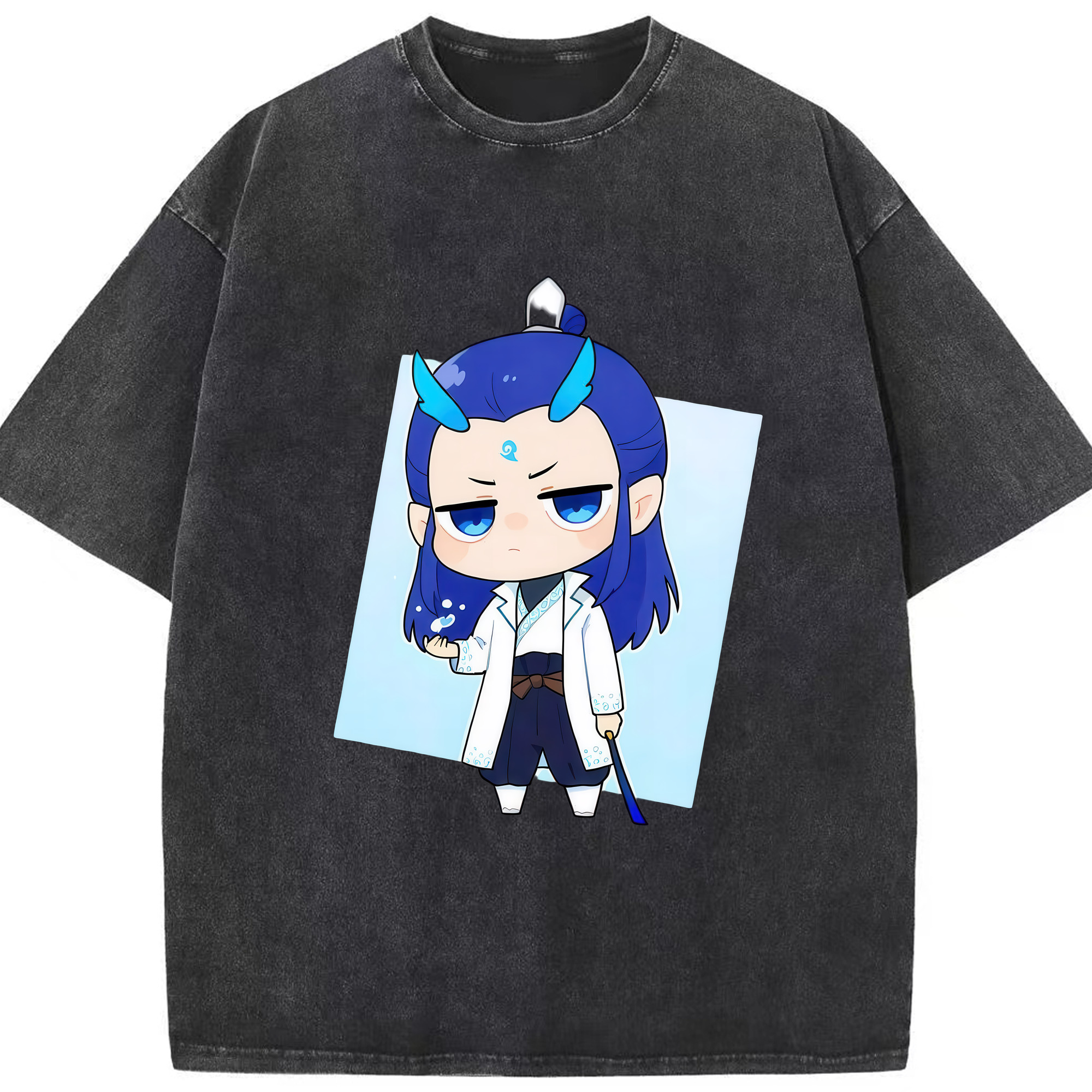 （画像用） Ne Zha 2 ナタ 魔童の大暴れ 綿100% ヴィンテージ風 半袖Tシャツ（フロントプリント）