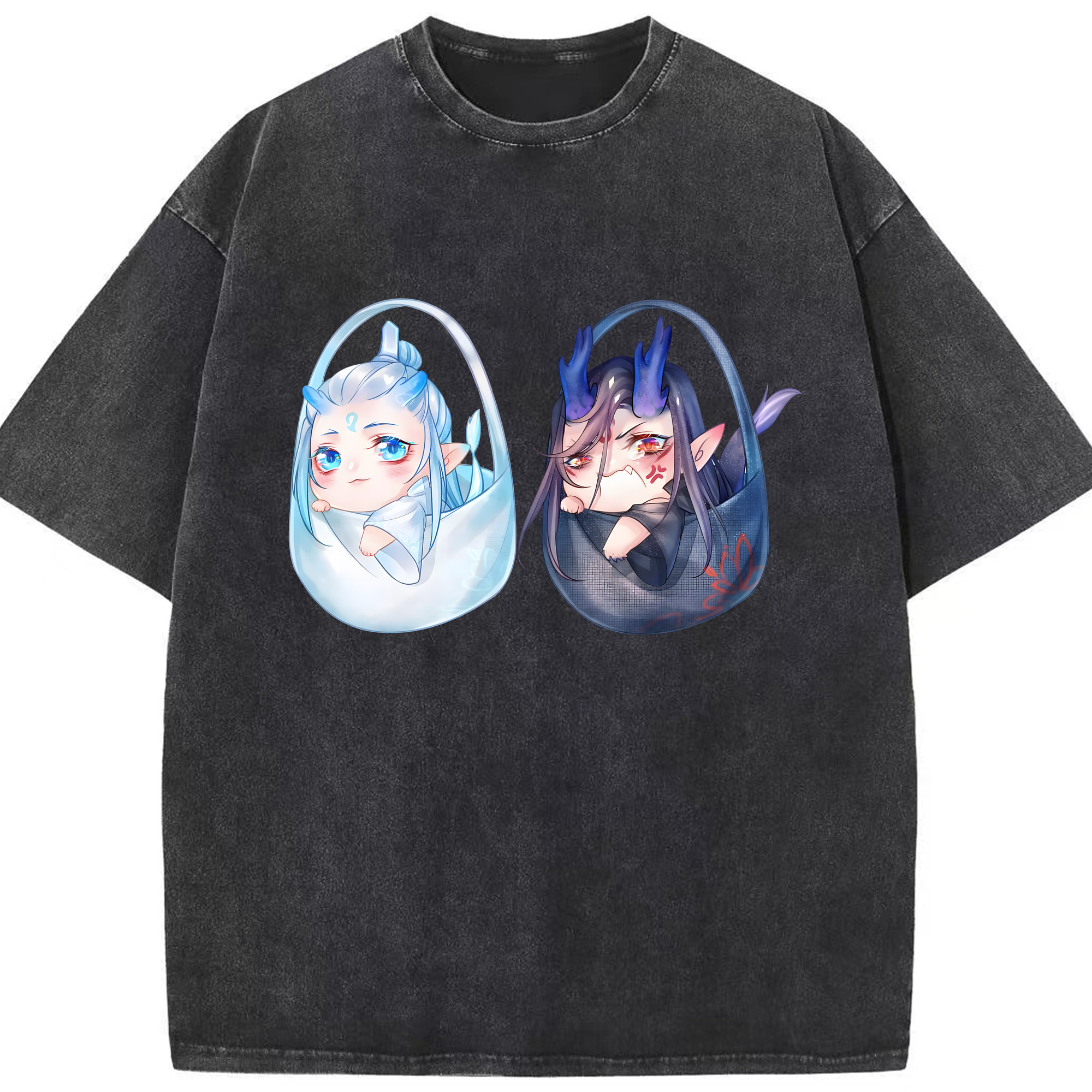 （画像用） Ne Zha 2 ナタ 魔童の大暴れ 綿100% ヴィンテージ風 半袖Tシャツ（フロントプリント）