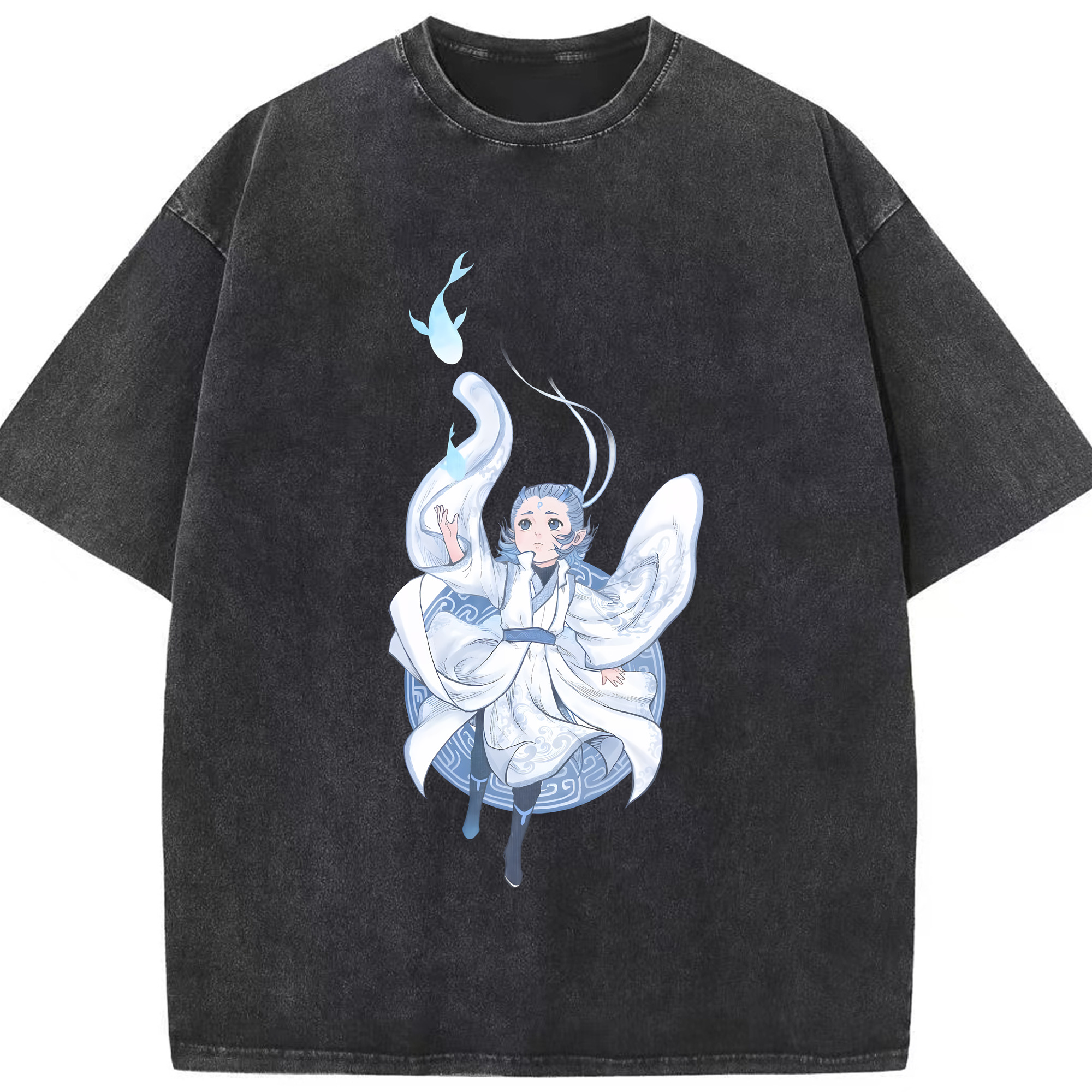 （画像用） Ne Zha 2 ナタ 魔童の大暴れ 綿100% ヴィンテージ風 半袖Tシャツ（フロントプリント）