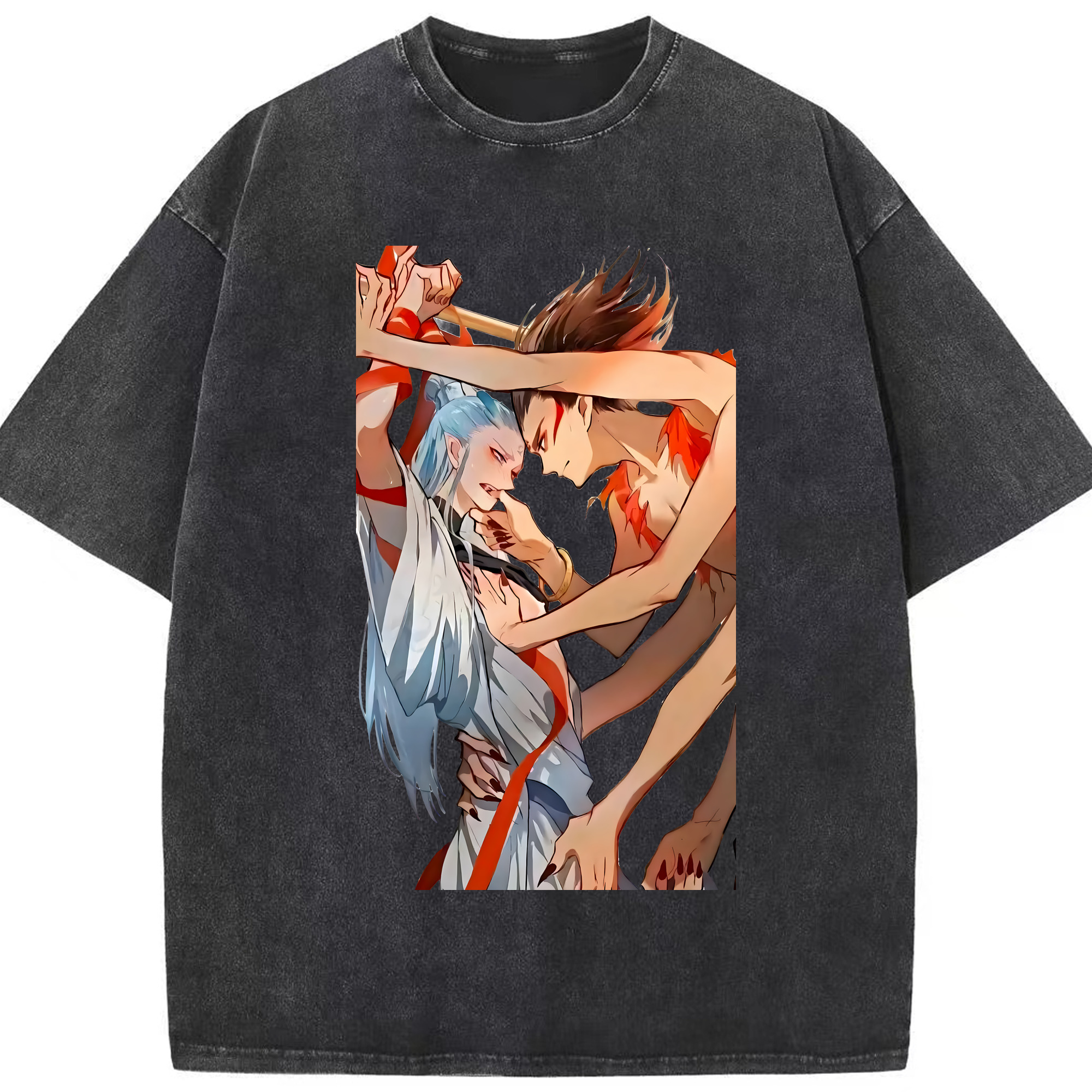 （画像用） Ne Zha 2 ナタ 魔童の大暴れ 綿100% ヴィンテージ風 半袖Tシャツ（フロントプリント）