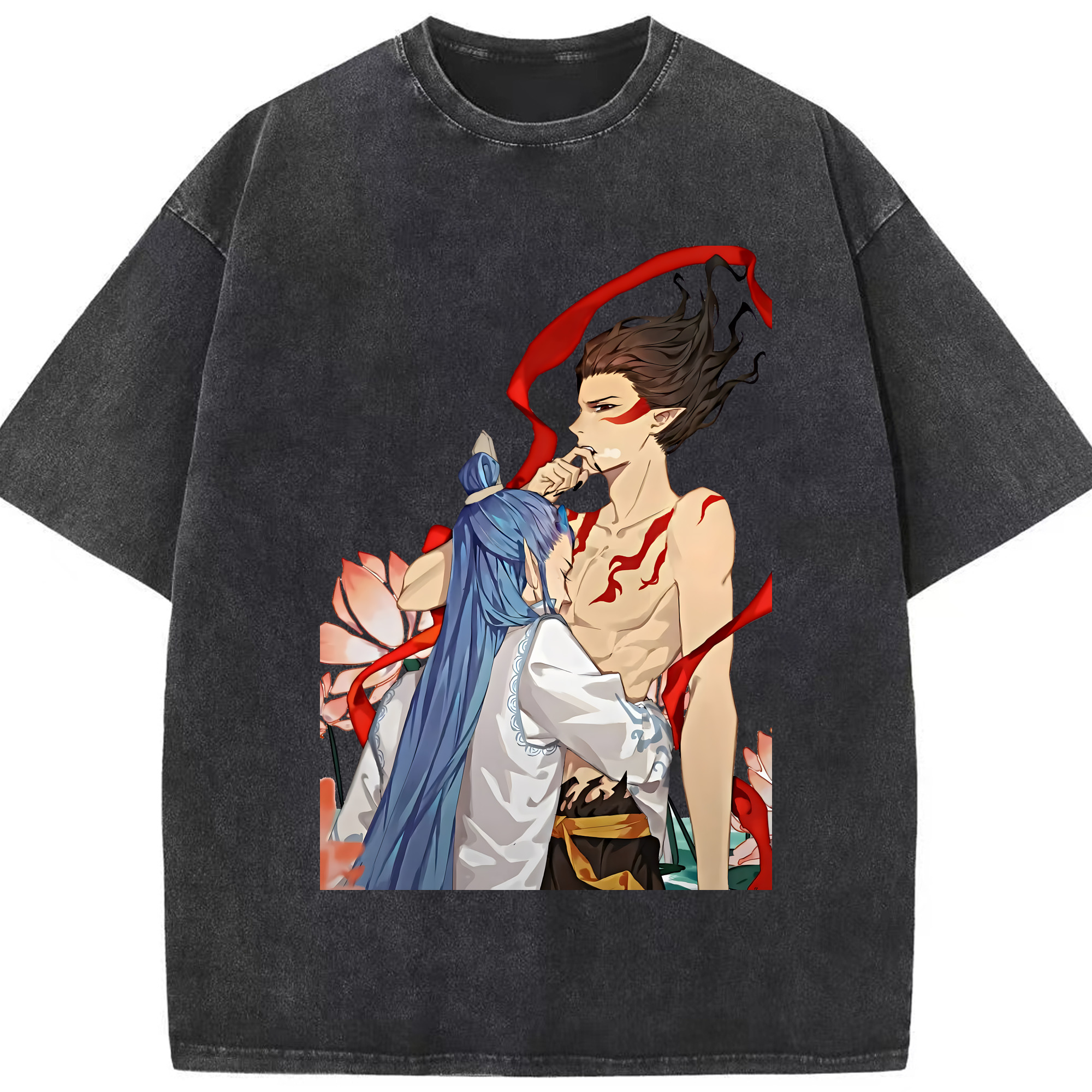（画像用） Ne Zha 2 ナタ 魔童の大暴れ 綿100% ヴィンテージ風 半袖Tシャツ（フロントプリント）