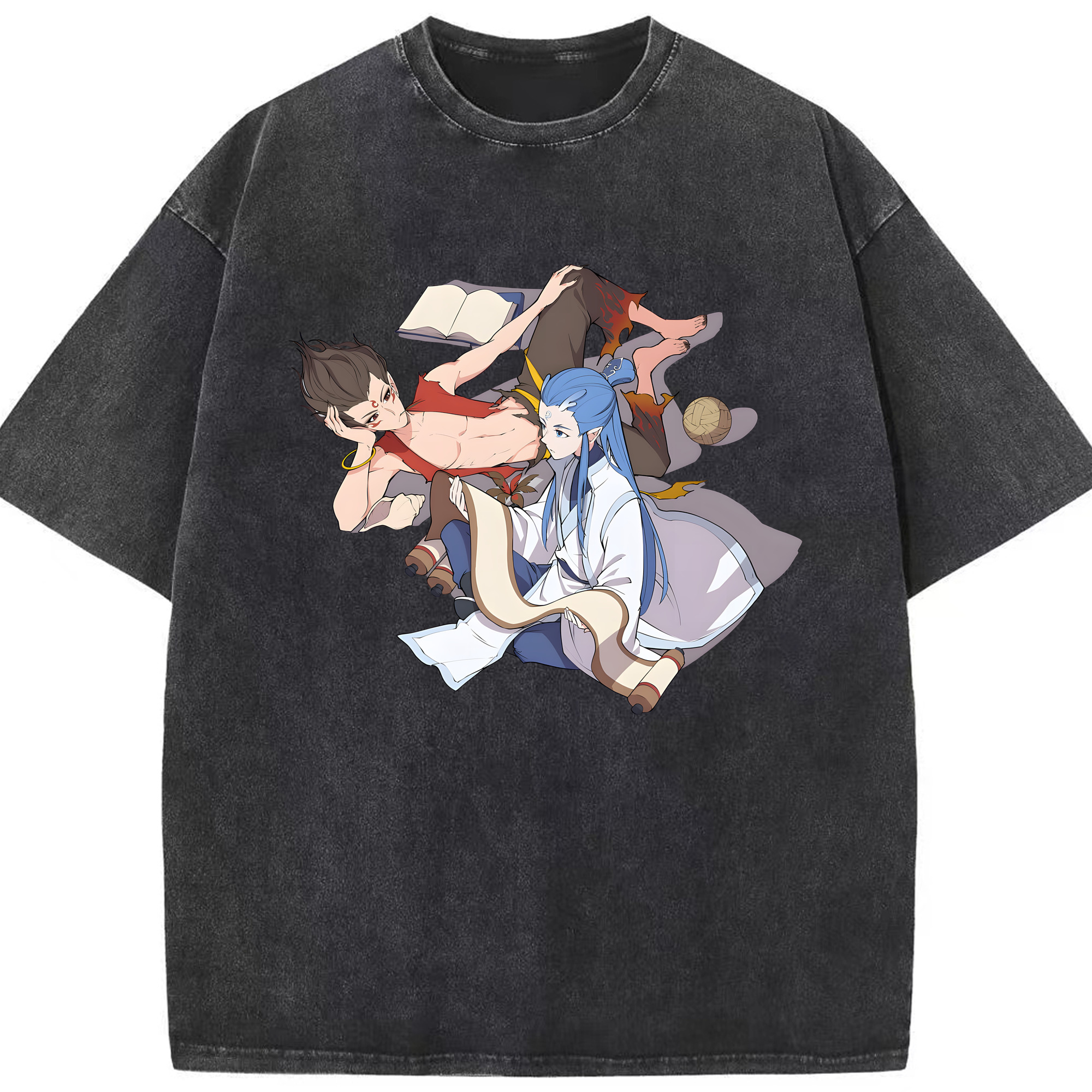 （画像用） Ne Zha 2 ナタ 魔童の大暴れ 綿100% ヴィンテージ風 半袖Tシャツ（フロントプリント）