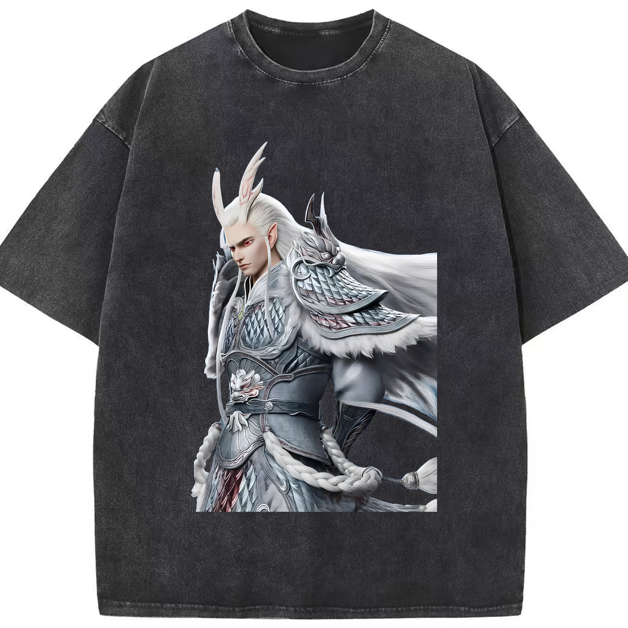 （画像用） Ne Zha 2 ナタ 魔童の大暴れ 綿100% ヴィンテージ風 半袖Tシャツ（フロントプリント）